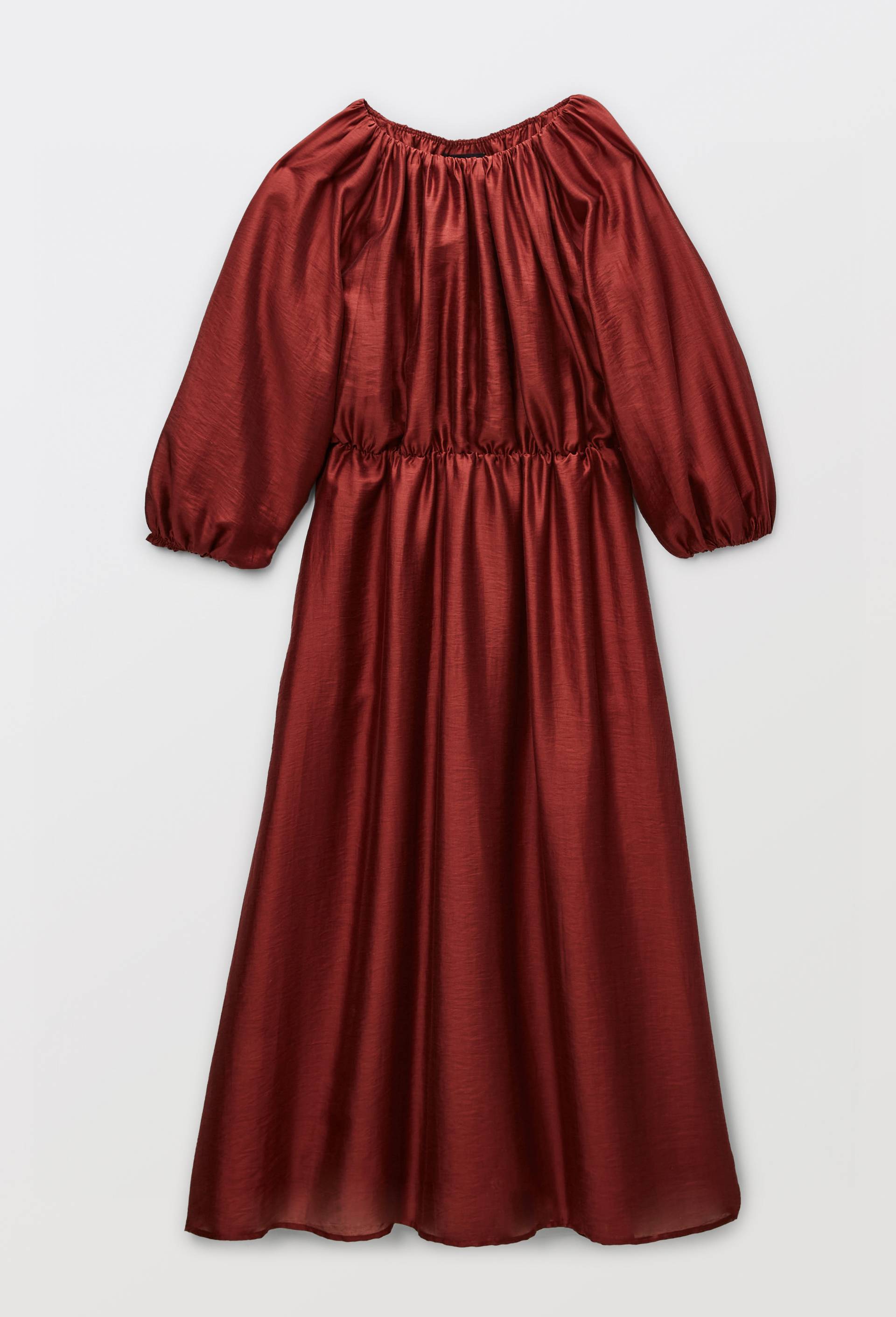 Robe longues unie avec manches longues, Rouge fonc&eacute;, large image number 2