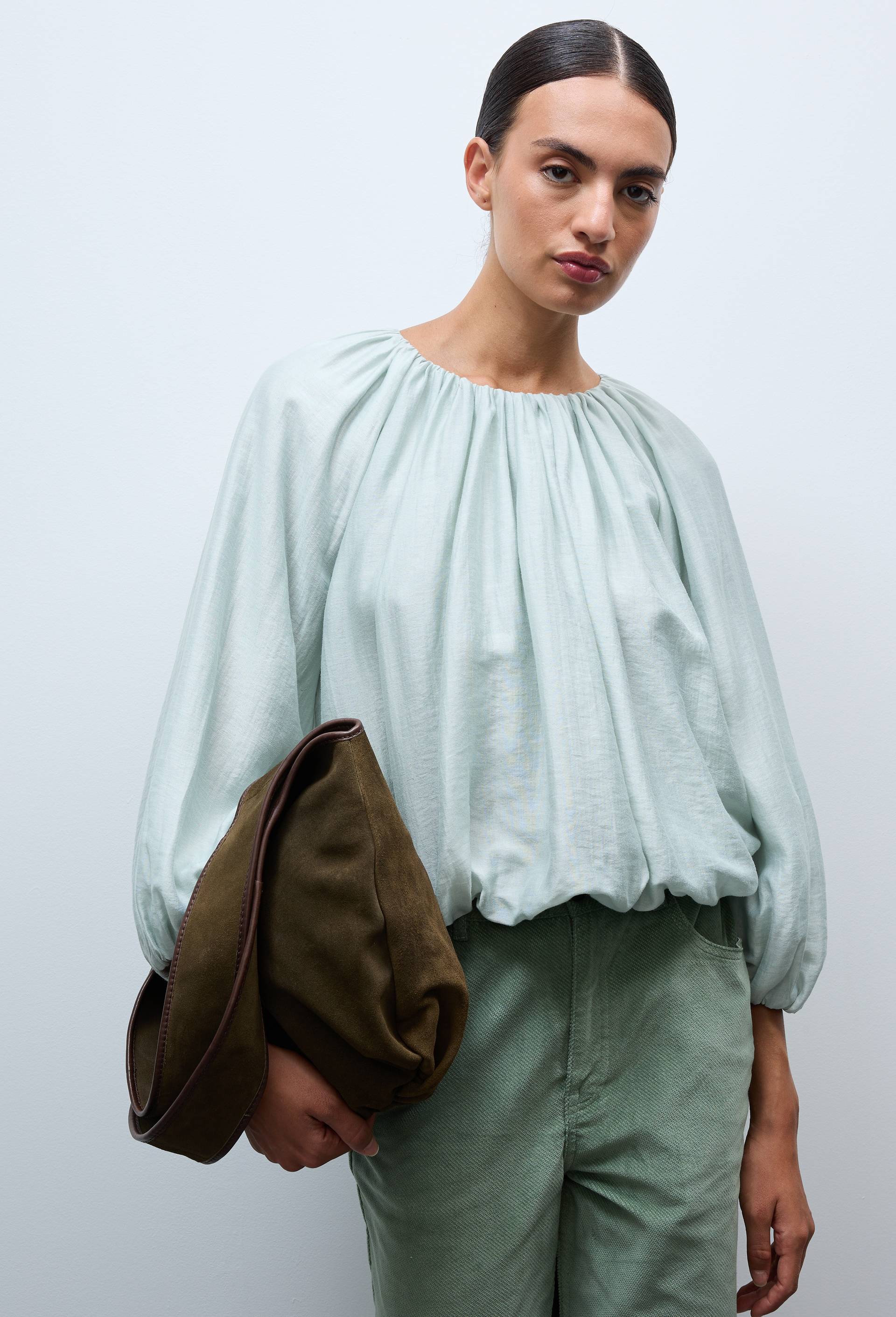 Blouse manches longues unie, Vert clair, large image number 1.0
