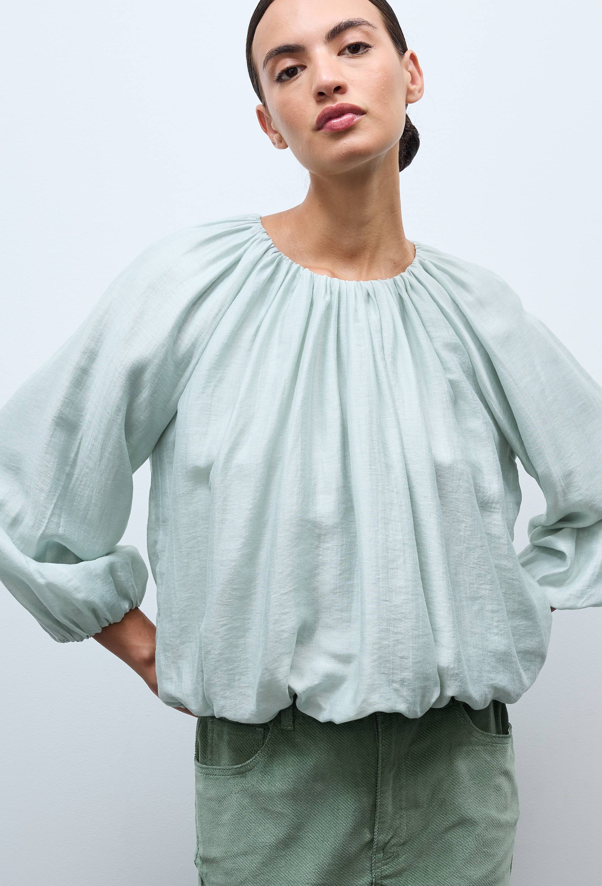 Blouse manches longues unie, Vert clair, large image number 2