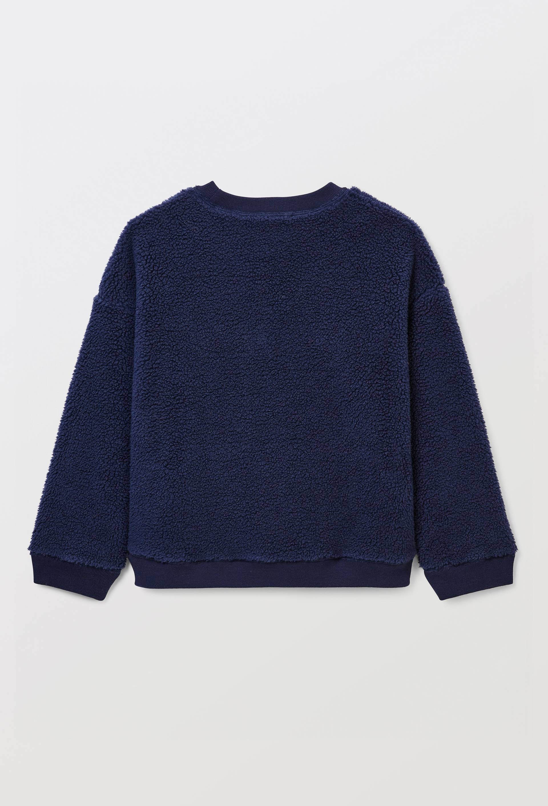 Sweat col rond imprim&eacute; en coton BIO GOTS, Bleu fonc&eacute;, large image number 1.0