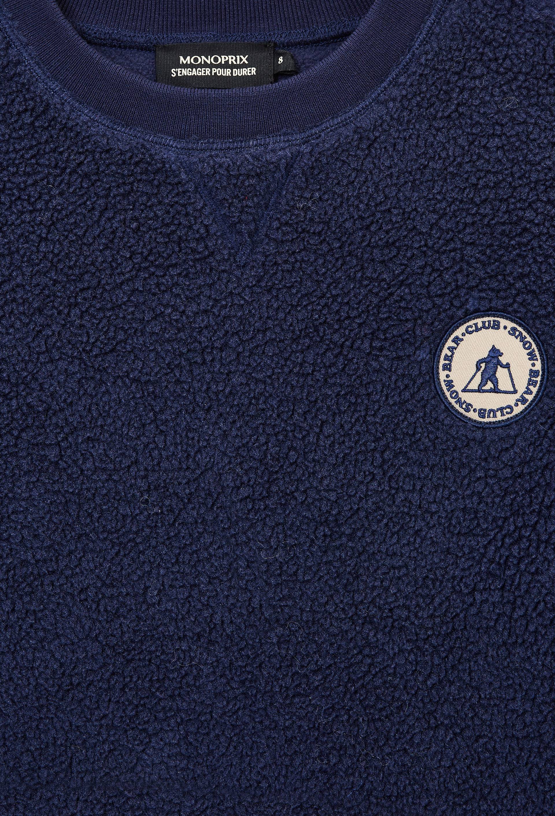 Sweat col rond imprim&eacute; en coton BIO GOTS, Bleu fonc&eacute;, large image number 2