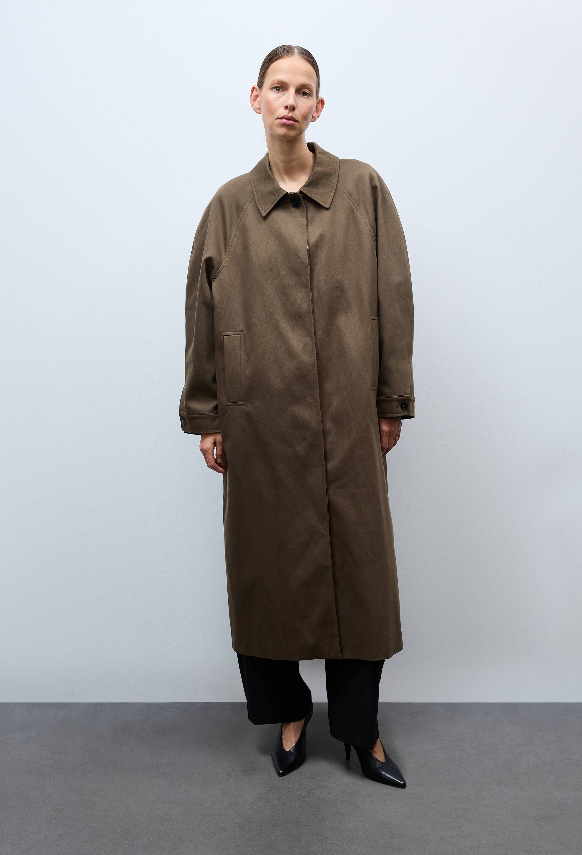 Trench en coton - MUS&Eacute;E D'ORSAY x MONOPRIX, Vert fonc&eacute;, large image number 1.0