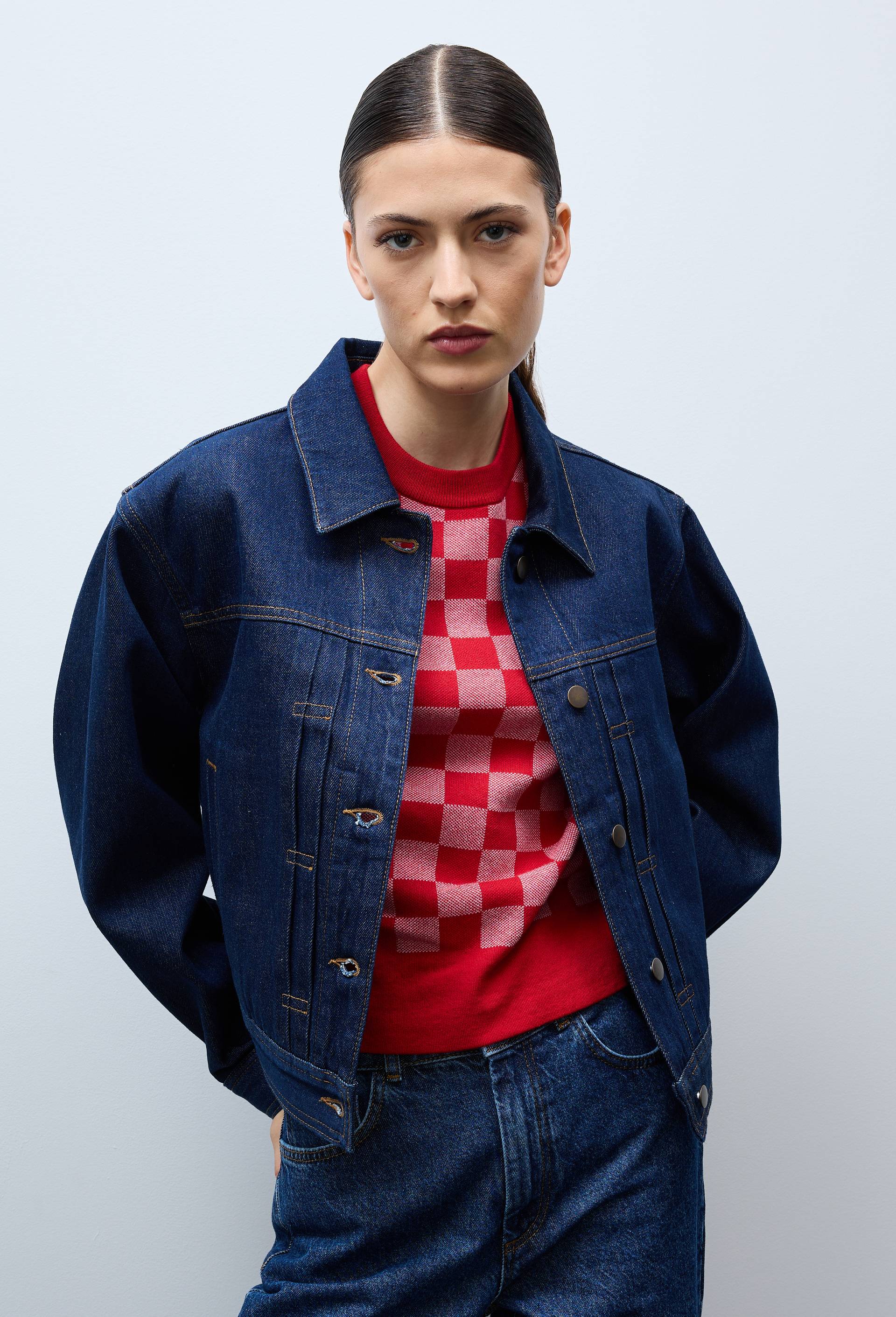 Blouson boutonn&eacute; en jean, Bleu fonc&eacute;, large image number 2.0