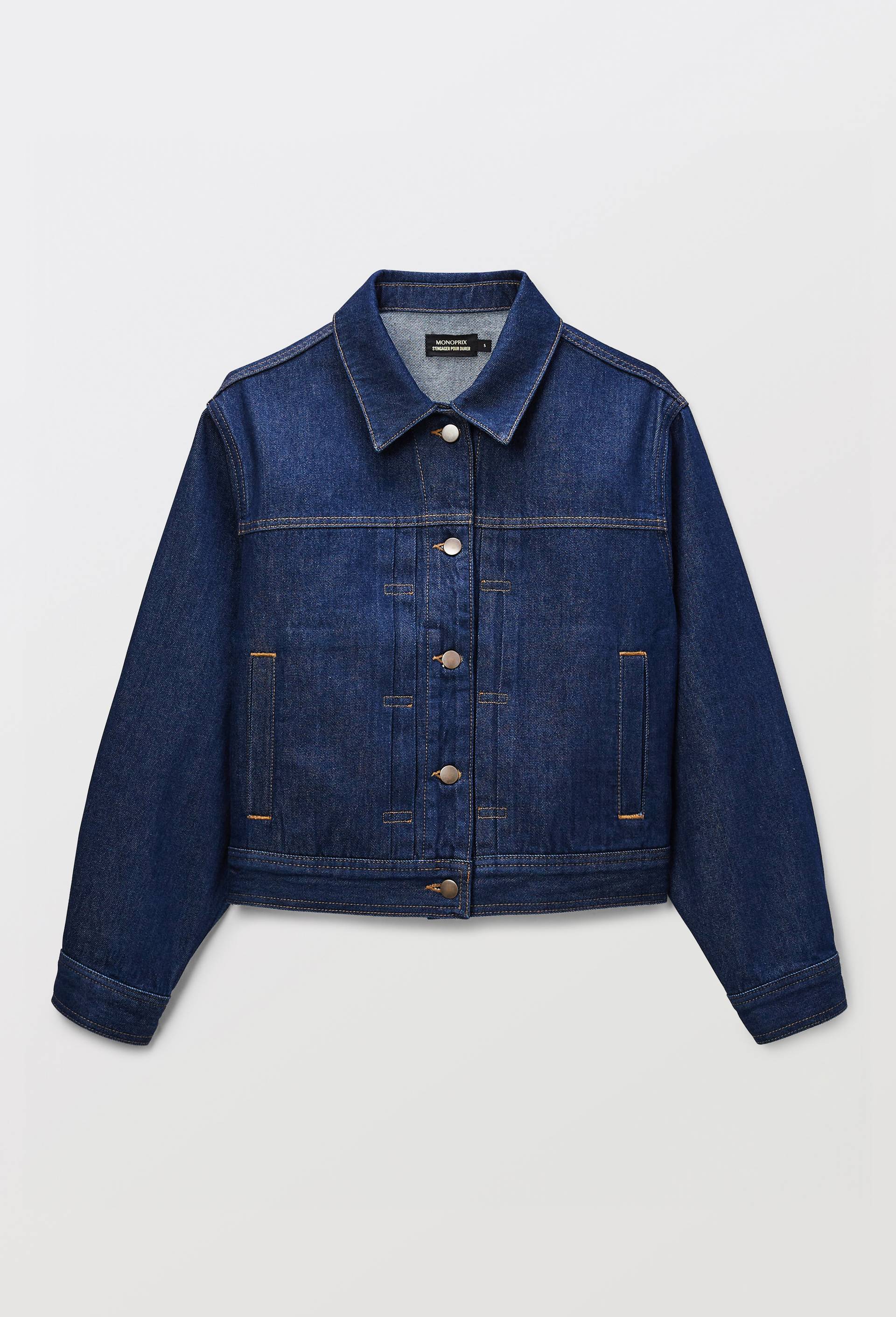 Blouson boutonn&eacute; en jean, Bleu fonc&eacute;, large image number 5.0