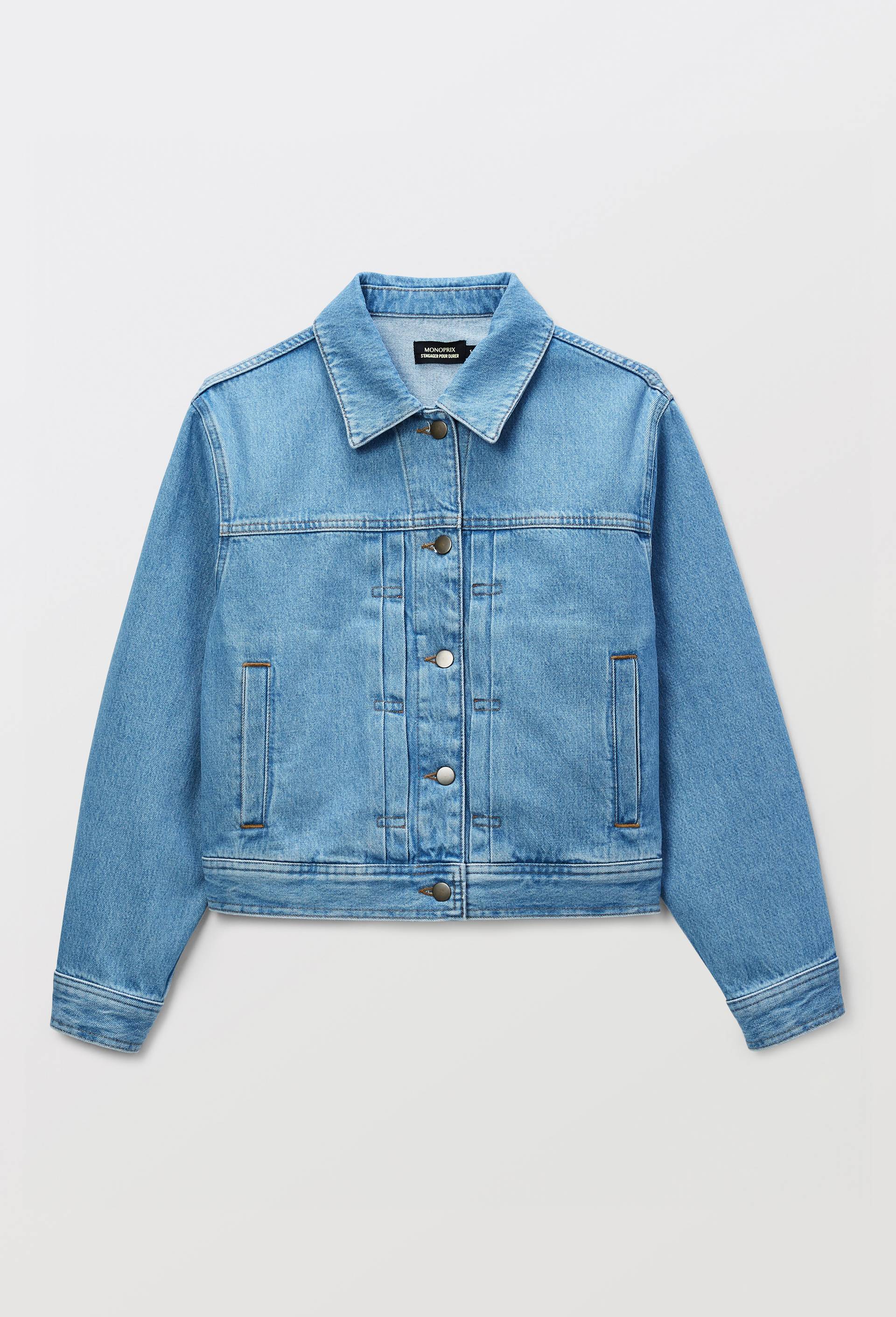 Blouson boutonn&eacute; en jean, Bleu, large image number 2