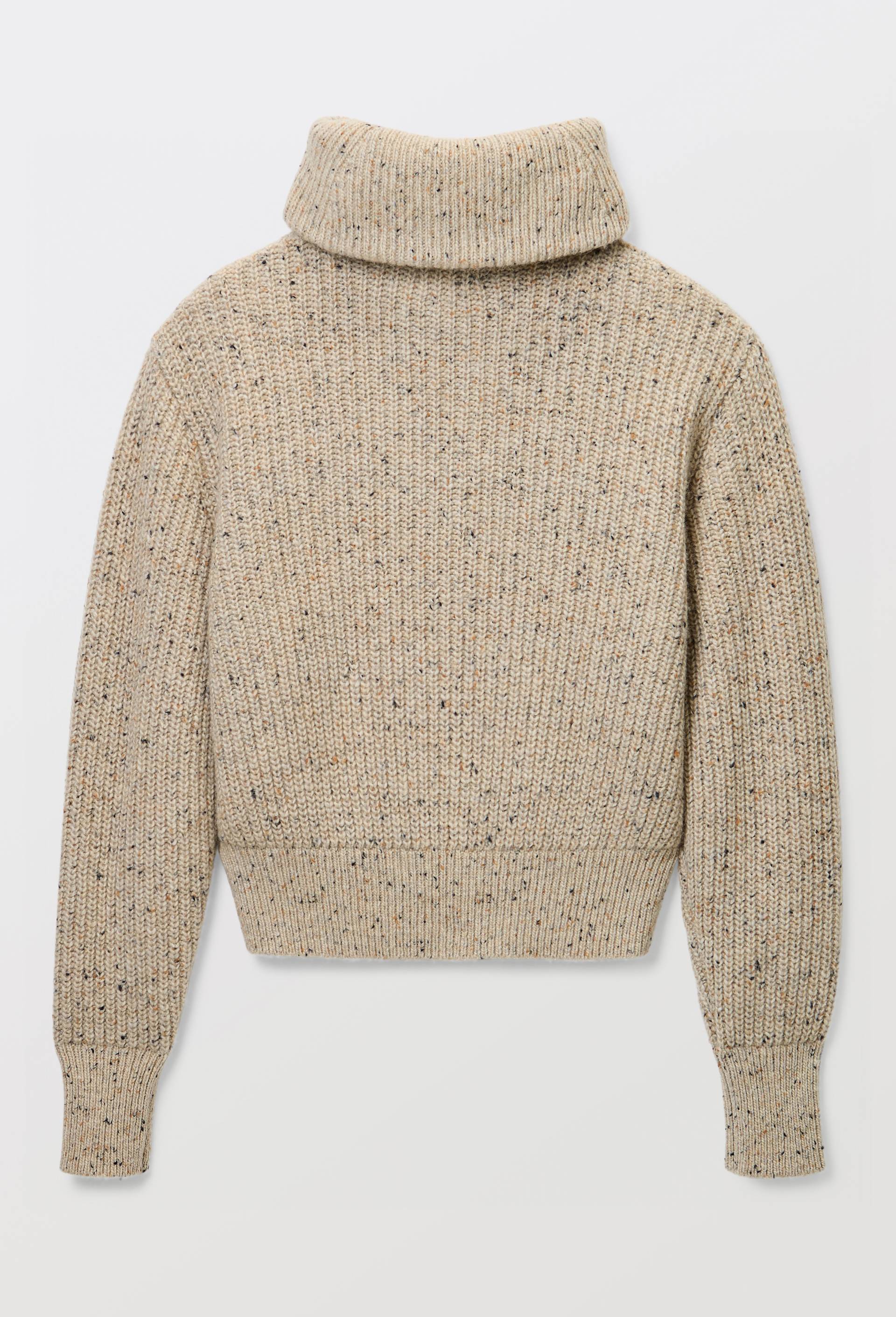 Cardigan zipp&eacute; en maille c&ocirc;tel&eacute;e contenant de la laine merinos, Beige, large image number 3