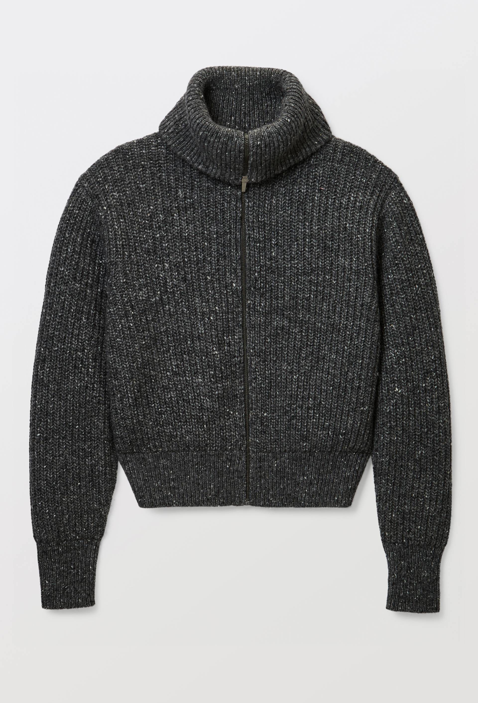Cardigan zipp&eacute; en maille c&ocirc;tel&eacute;e contenant de la laine merinos, Gris fonc&eacute;, large image number 3