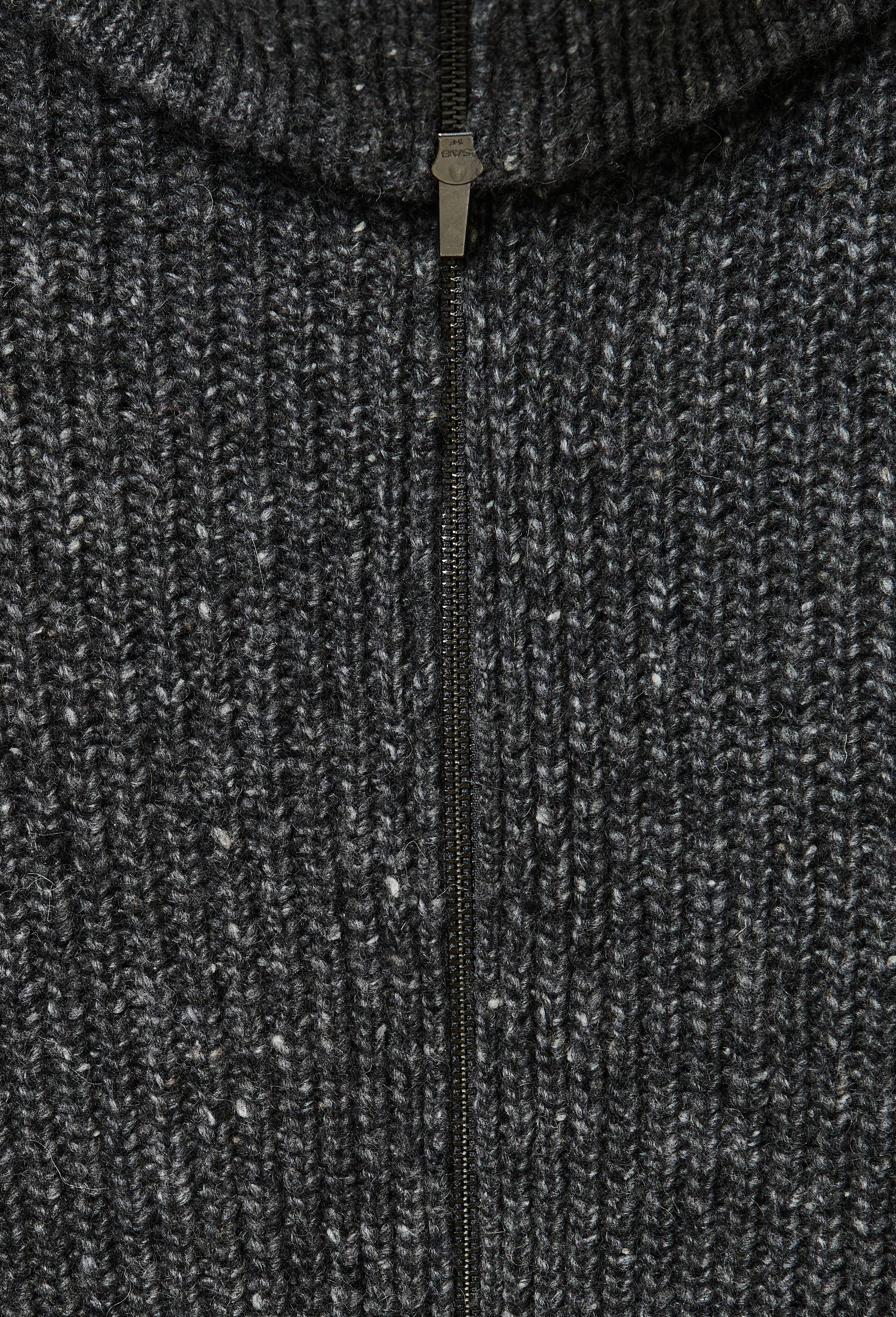 Cardigan zipp&eacute; en maille c&ocirc;tel&eacute;e contenant de la laine merinos, Gris fonc&eacute;, large image number 5