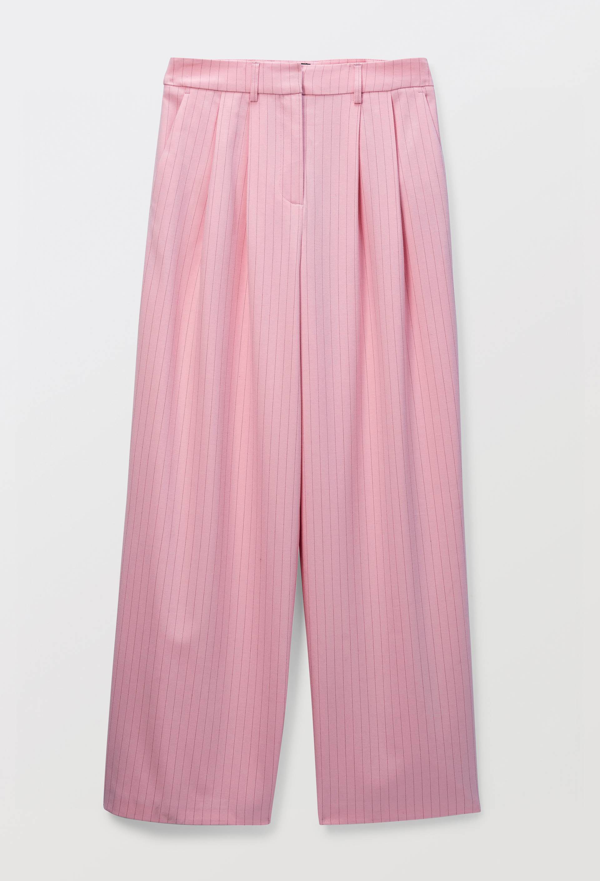 Pantalon tailleur ray&eacute; coupe large, Rose, large image number 4.0