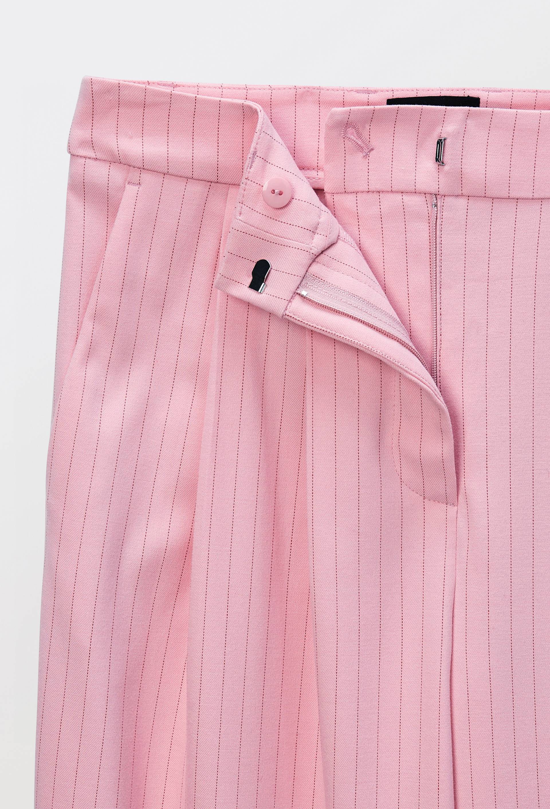 Pantalon tailleur ray&eacute; coupe large, Rose, large image number 5.0