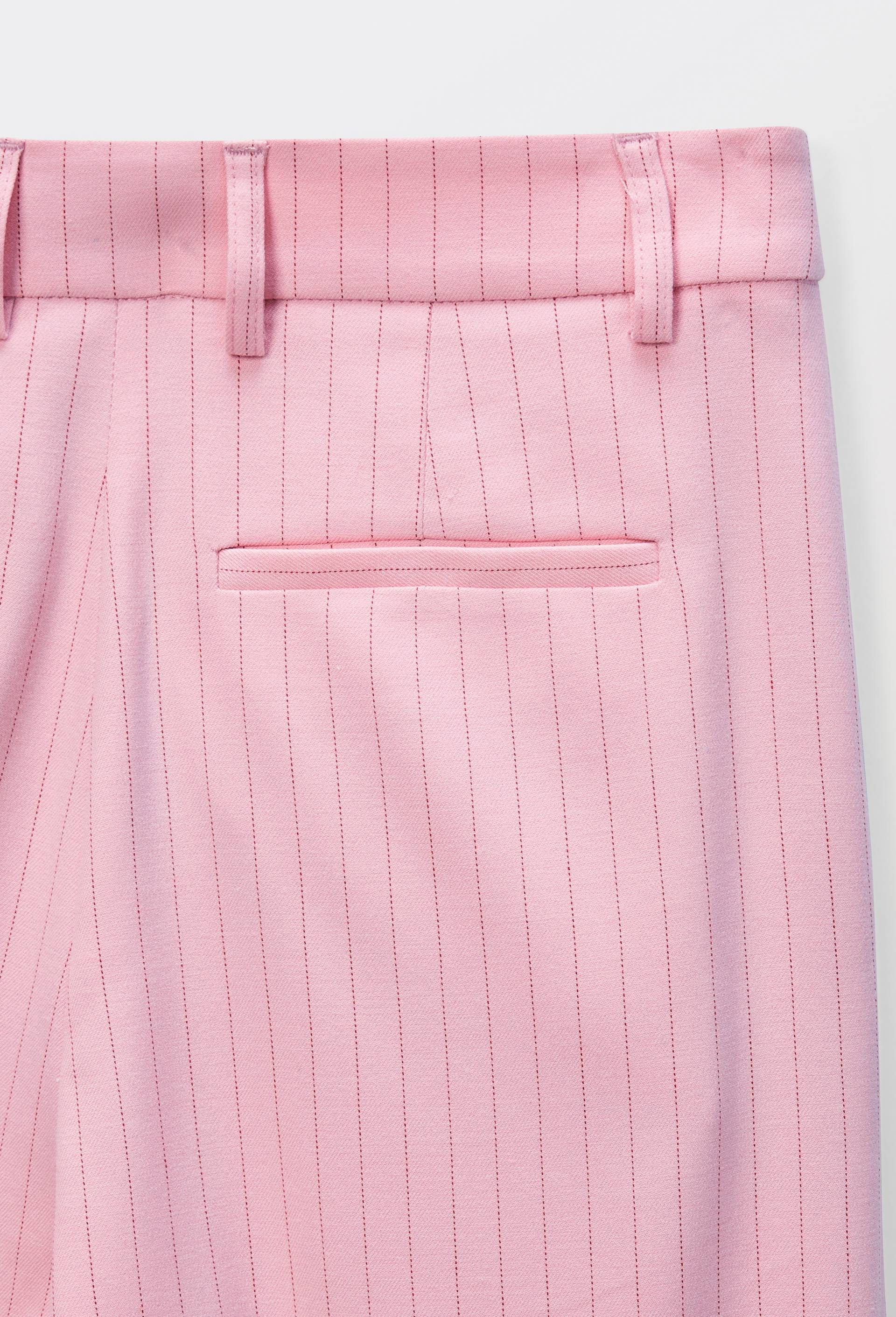 Pantalon tailleur ray&eacute; coupe large, Rose, large image number 6.0