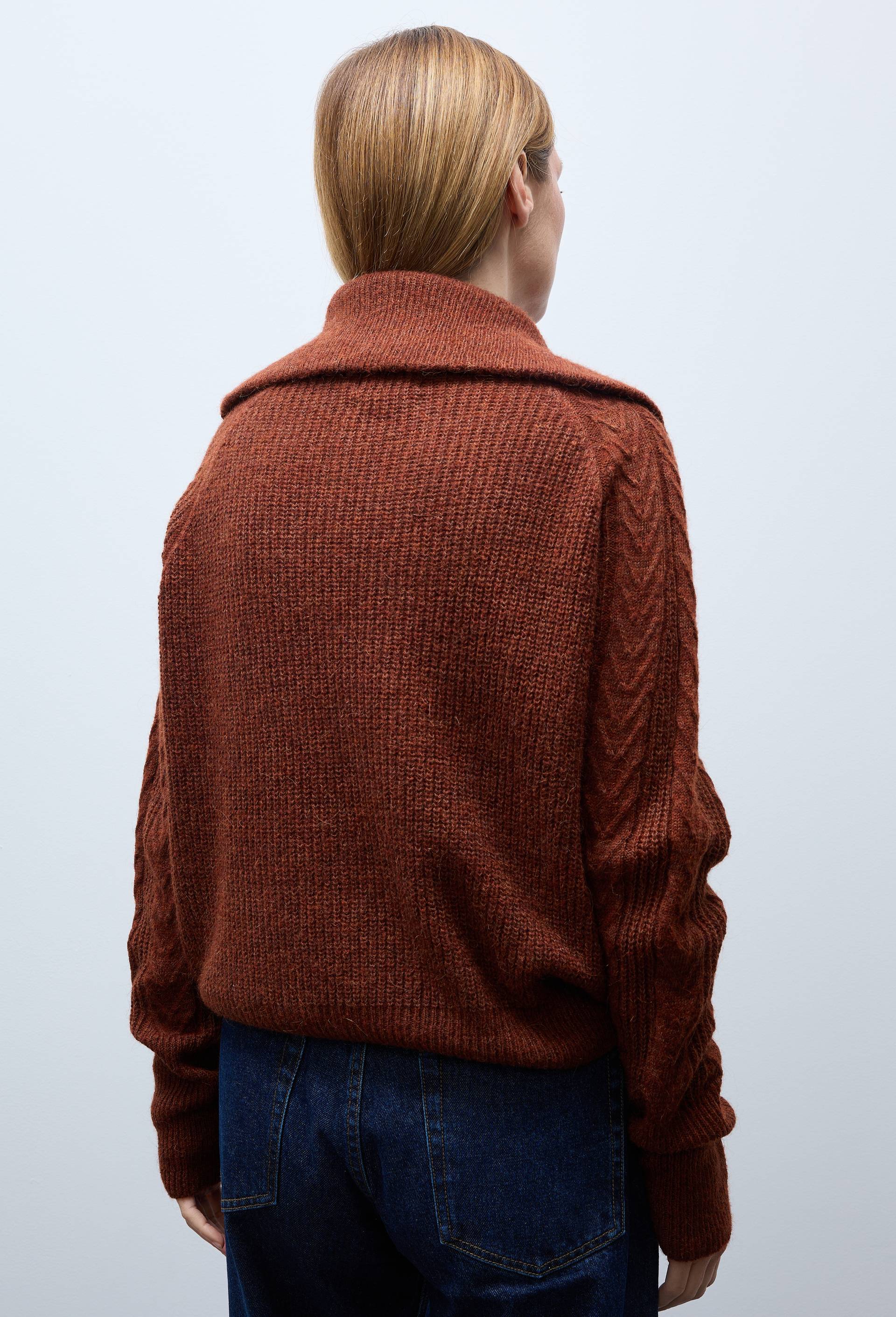 Pull &agrave; manches longues col polo torsad&eacute;, Rouge fonc&eacute;, large image number 1