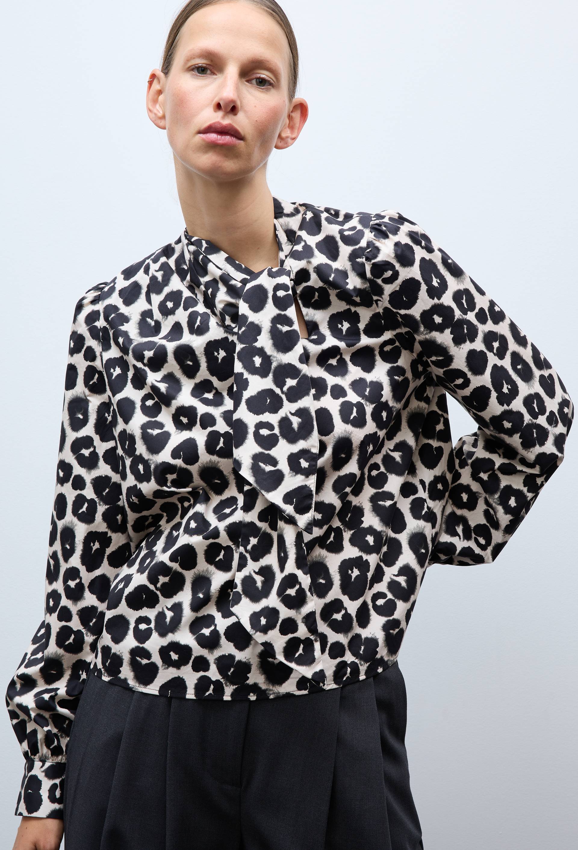 Blouse manches longue imprim&eacute;e en    coton BIO GOTS, Beige clair, large image number 1.0