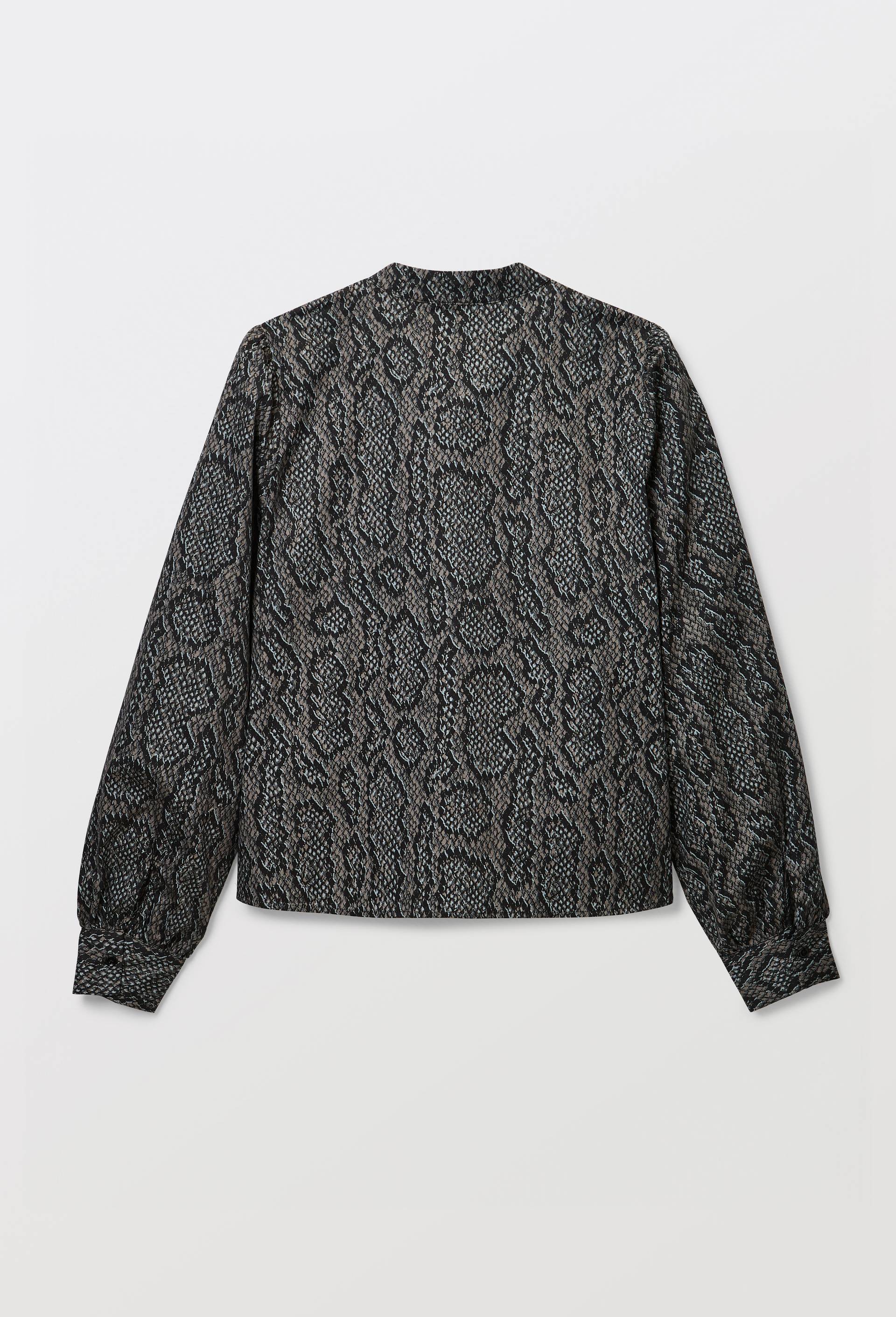 Blouse manches longue imprim&eacute;e en coton BIO GOTS, Gris fonc&eacute;, large image number 3.0