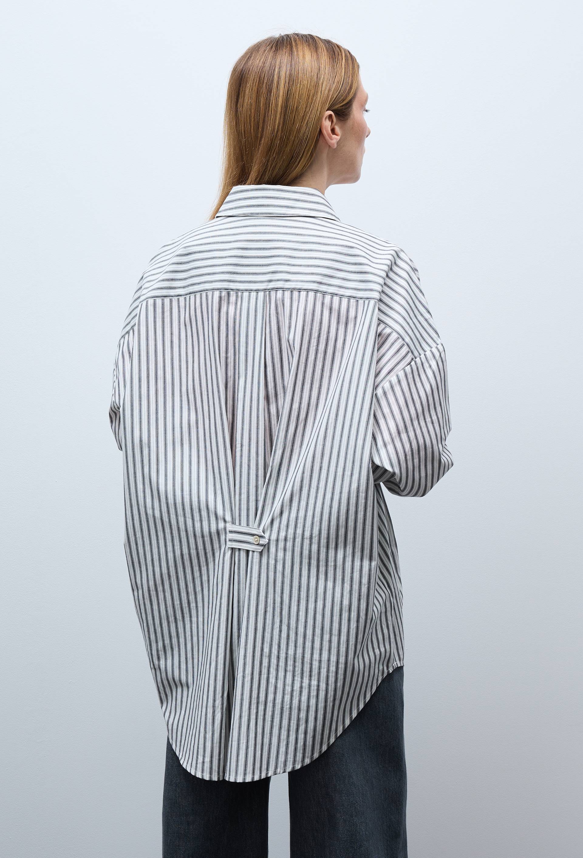 Chemise ray&eacute;e manches longues en coton BIO GOTS, Gris fonc&eacute;, large image number 3