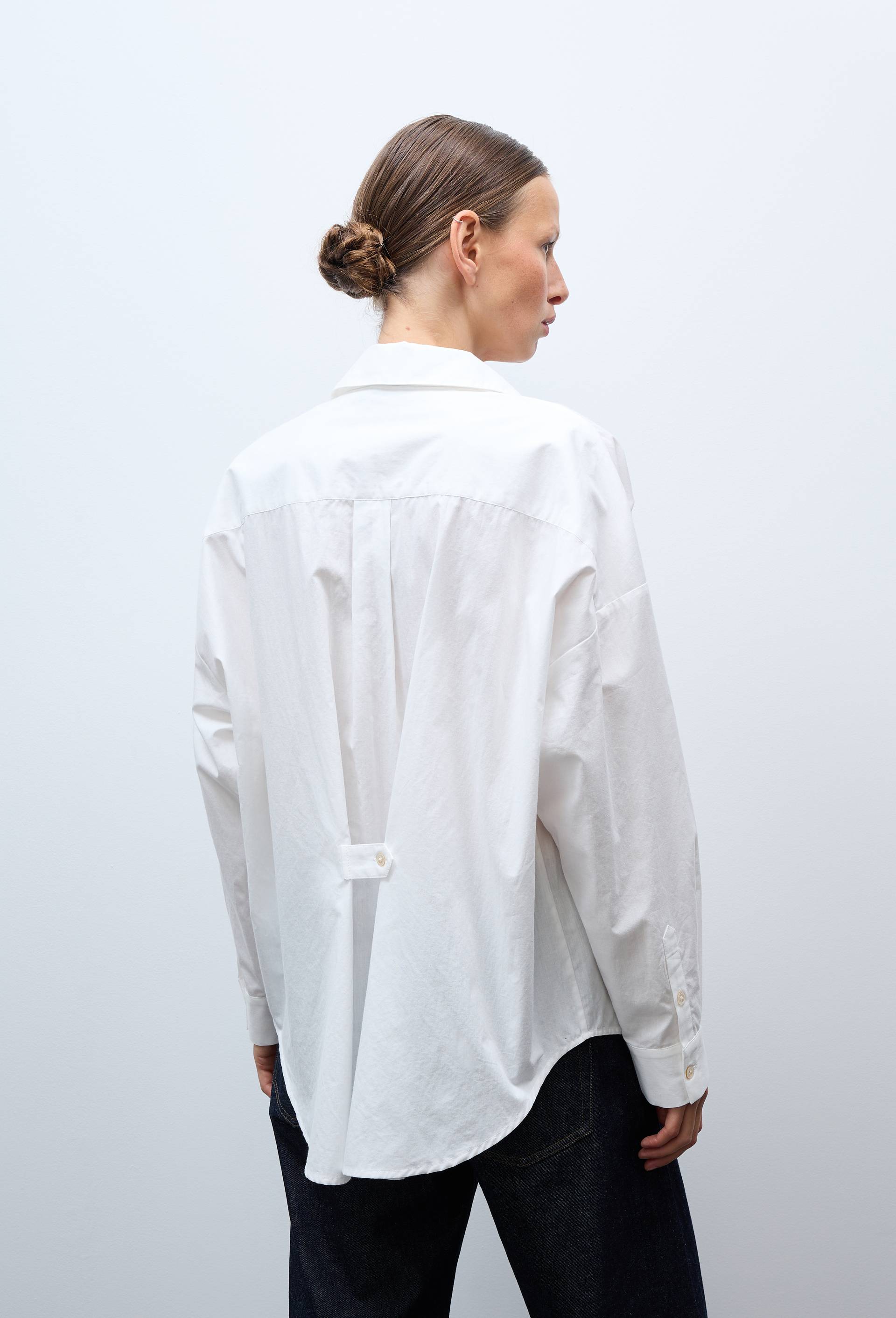 Chemise unie manches longues en coton BIO GOTS, Blanc, large image number 2.0