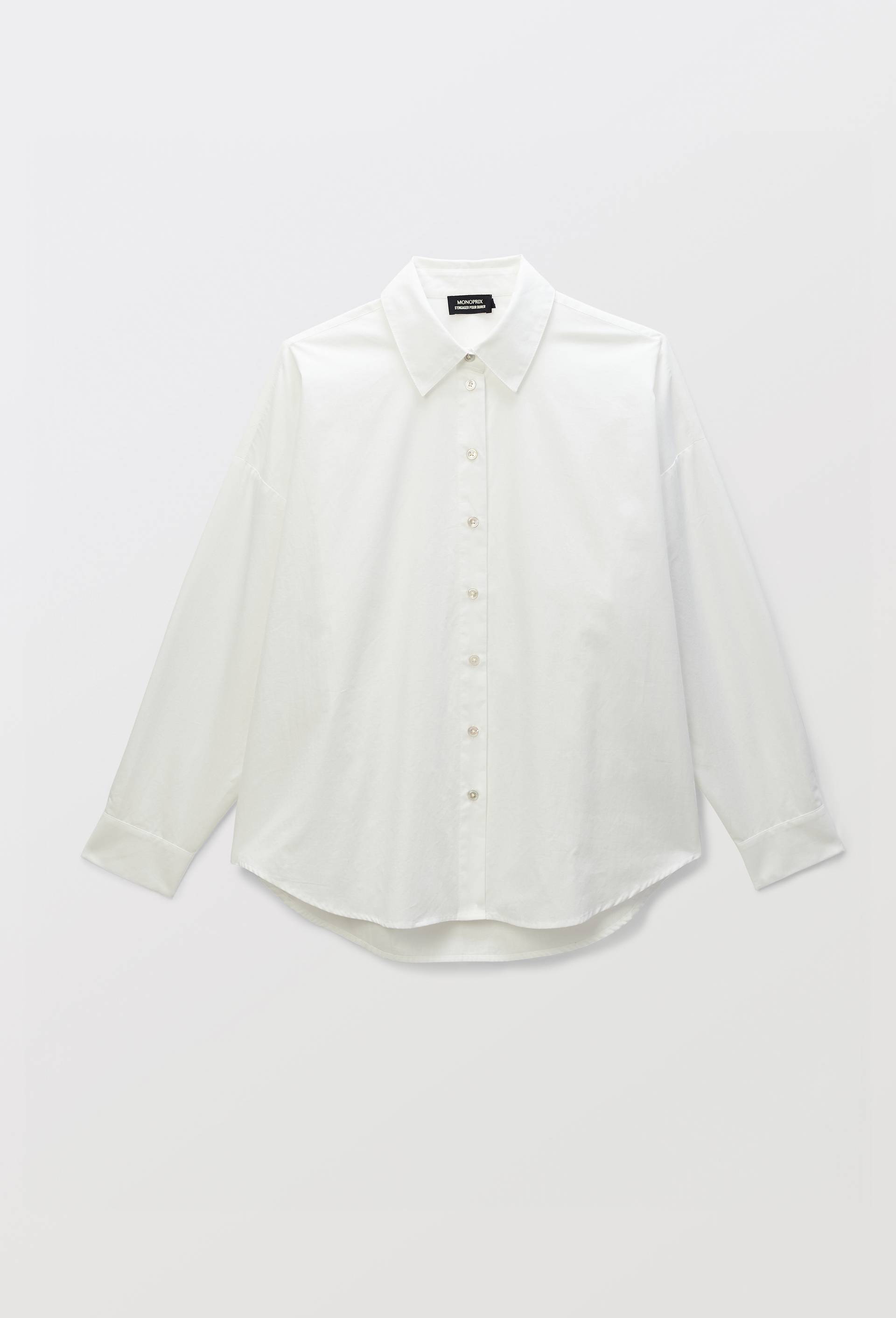 Chemise unie manches longues en coton BIO GOTS, Blanc, large image number 3.0
