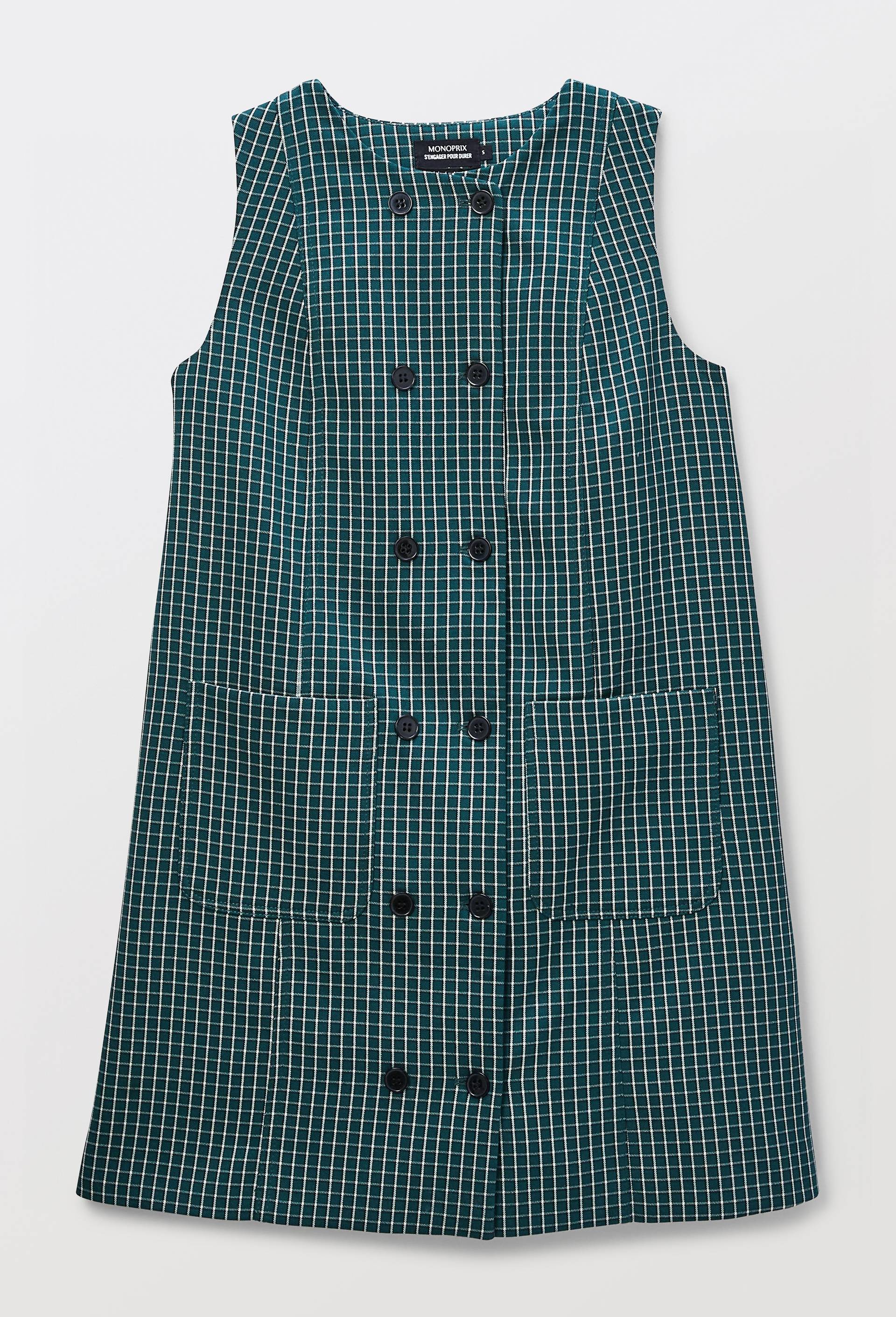 Robe courte sans manches &agrave; carreaux, Vert, large image number 4.0