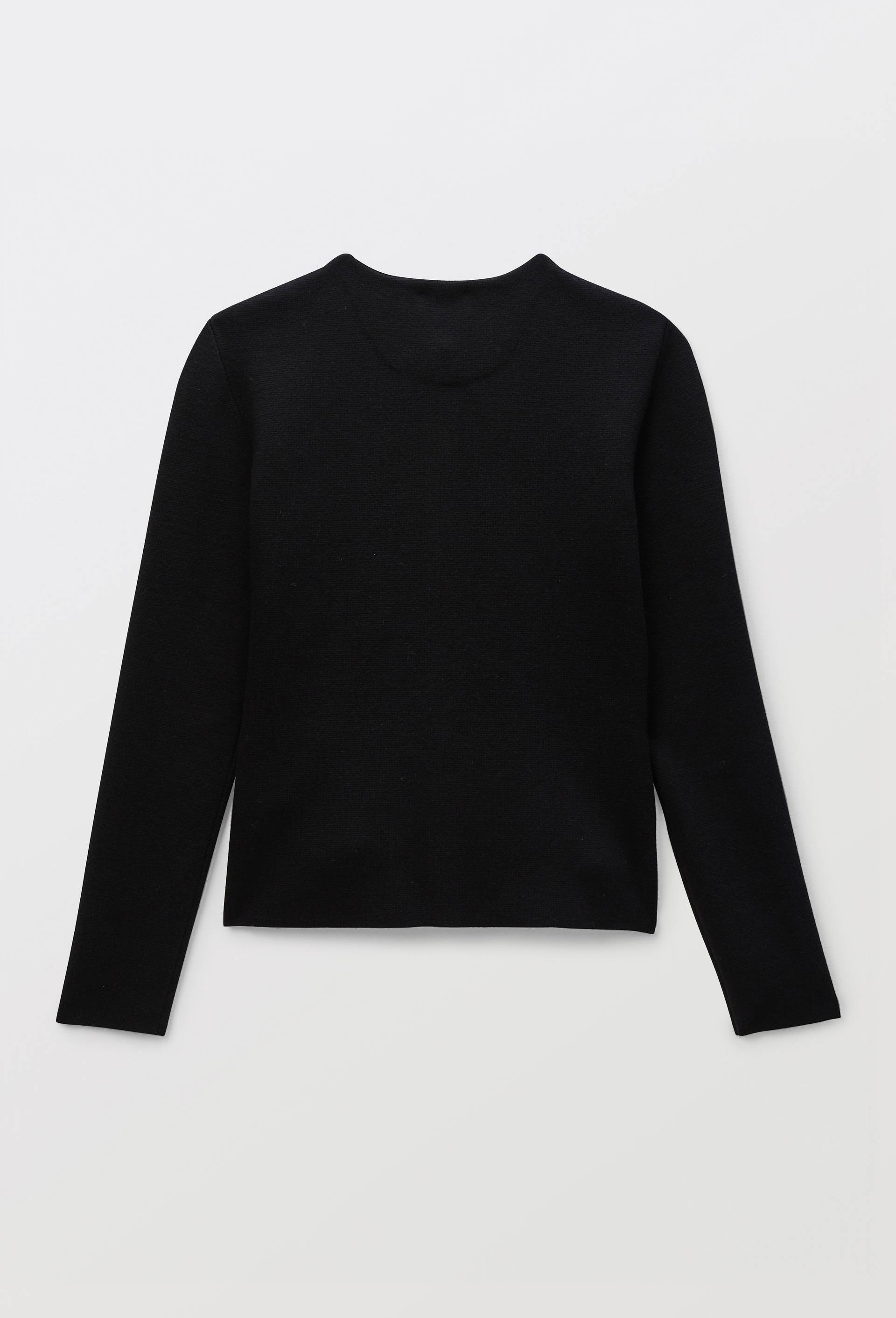 Veste maille unie en laine et coton, Noir, large image number 3