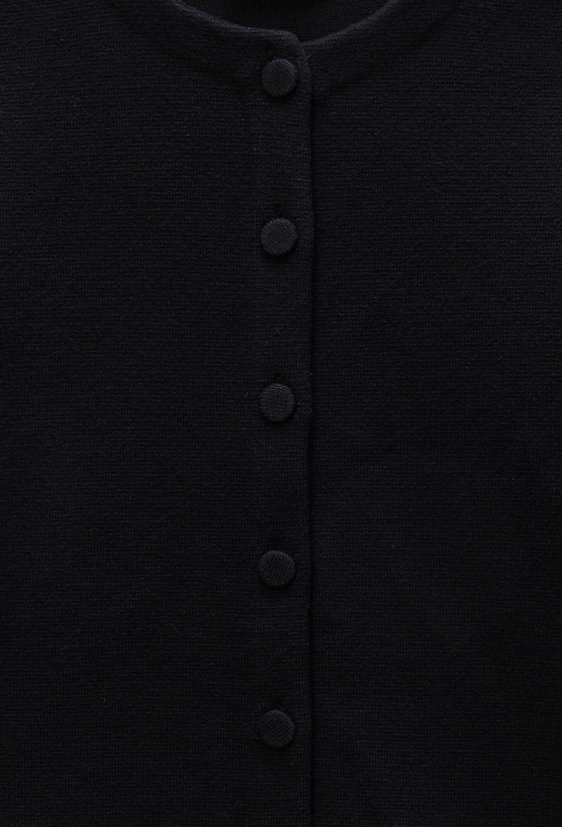 Veste maille unie en laine et coton, Noir, large image number 4