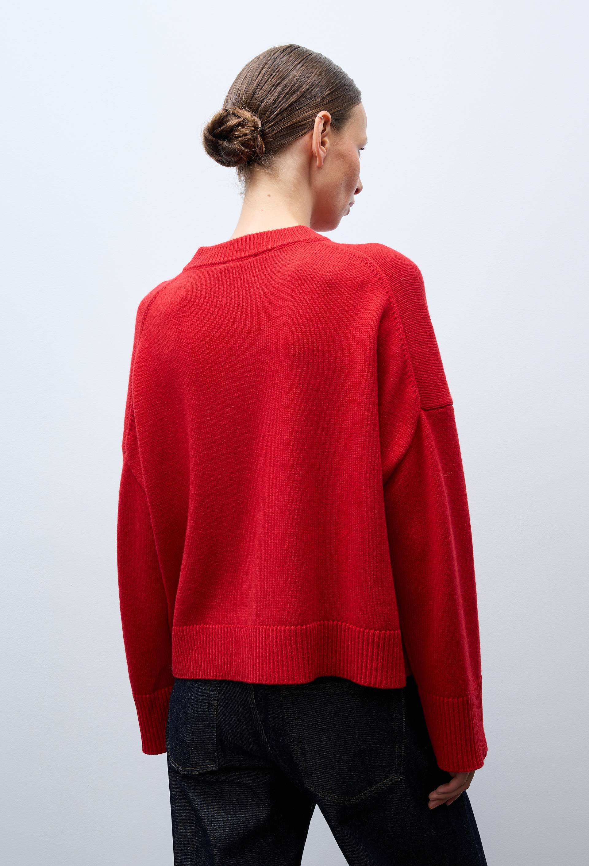 Cardigan ample uni contenant de la laine, Rouge, large image number 1