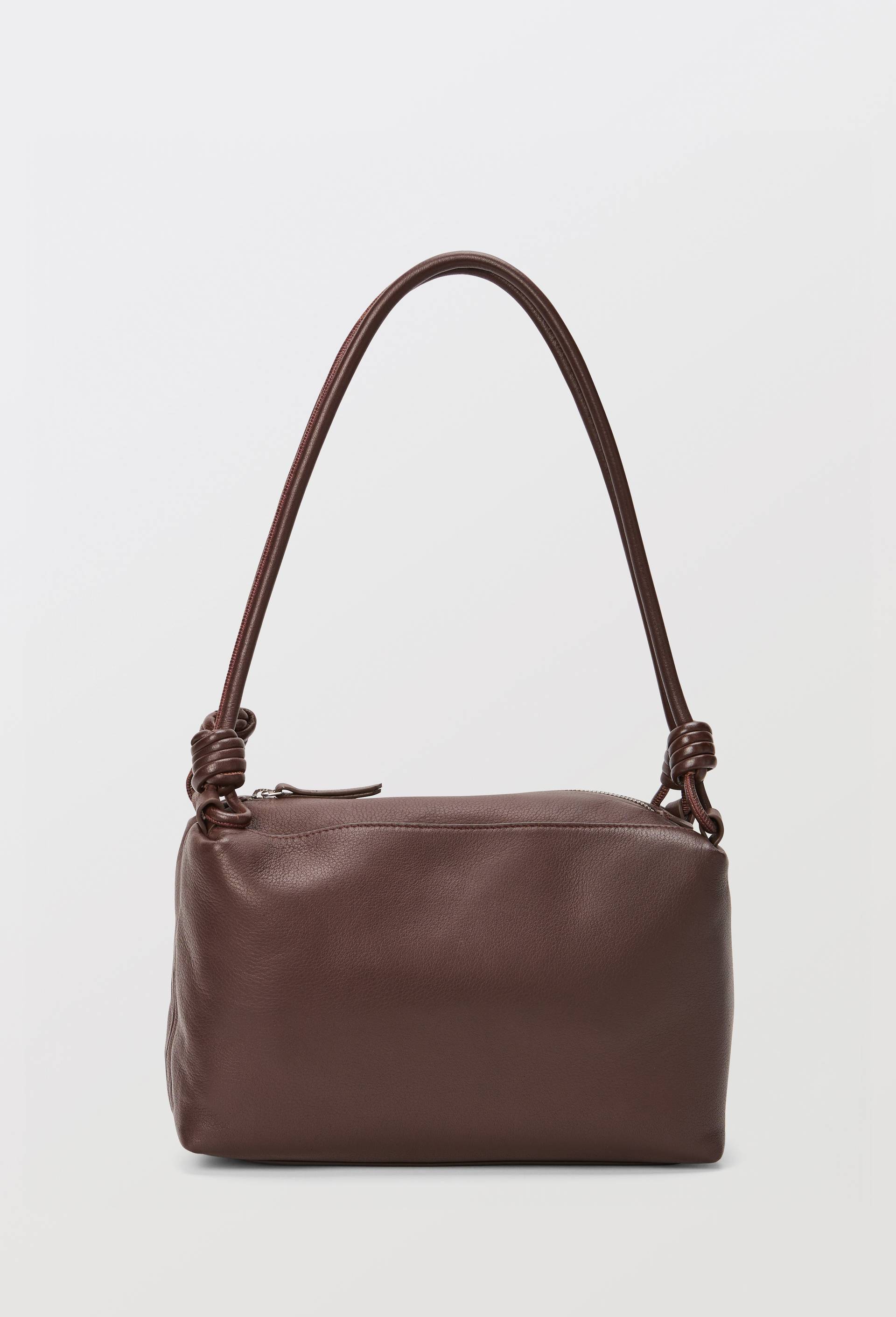 Sac port&eacute; &eacute;paule en cuir, Brun fonc&eacute;, large image number 0