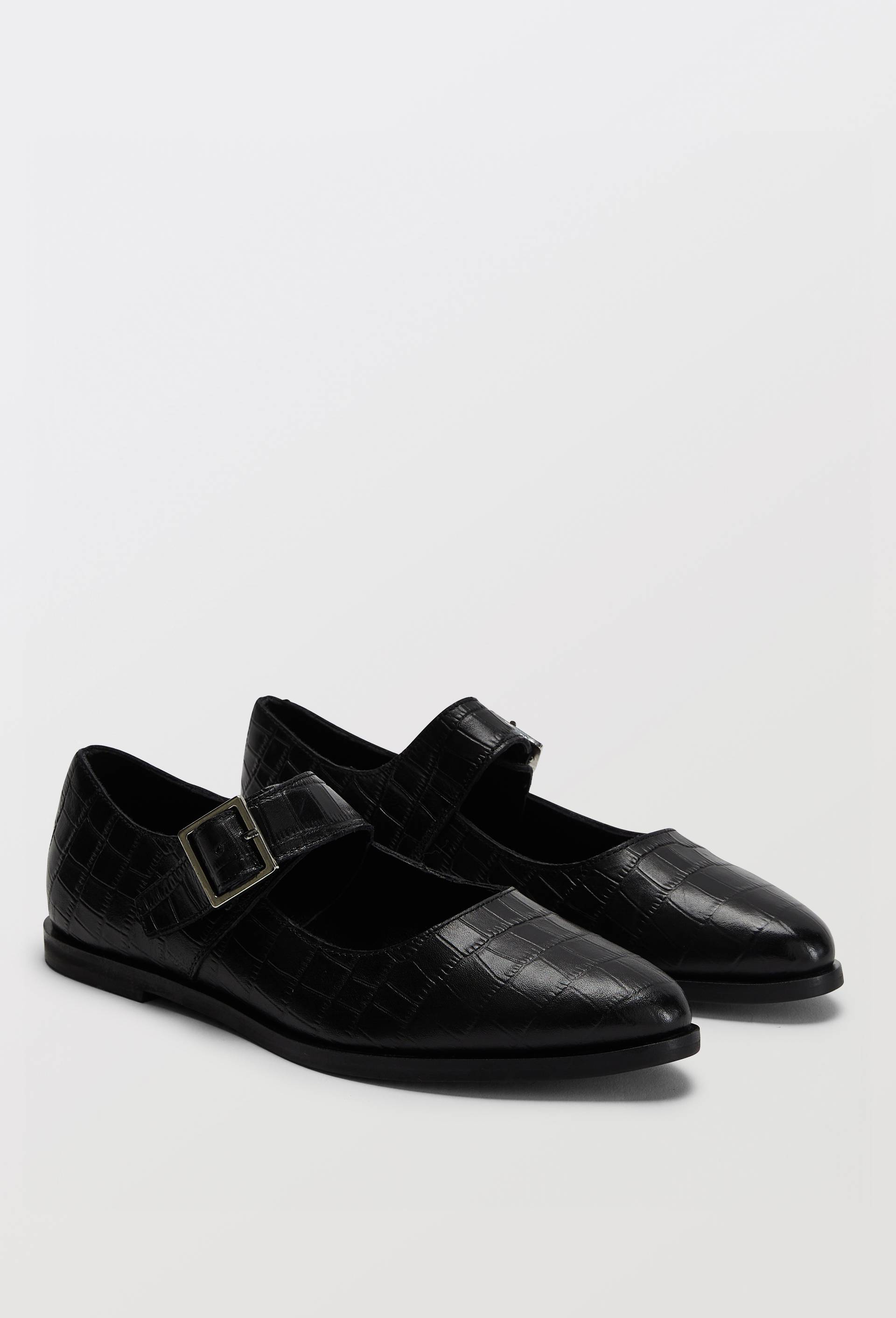 Babies en cuir imitation crocodile, Noir, large image number 0