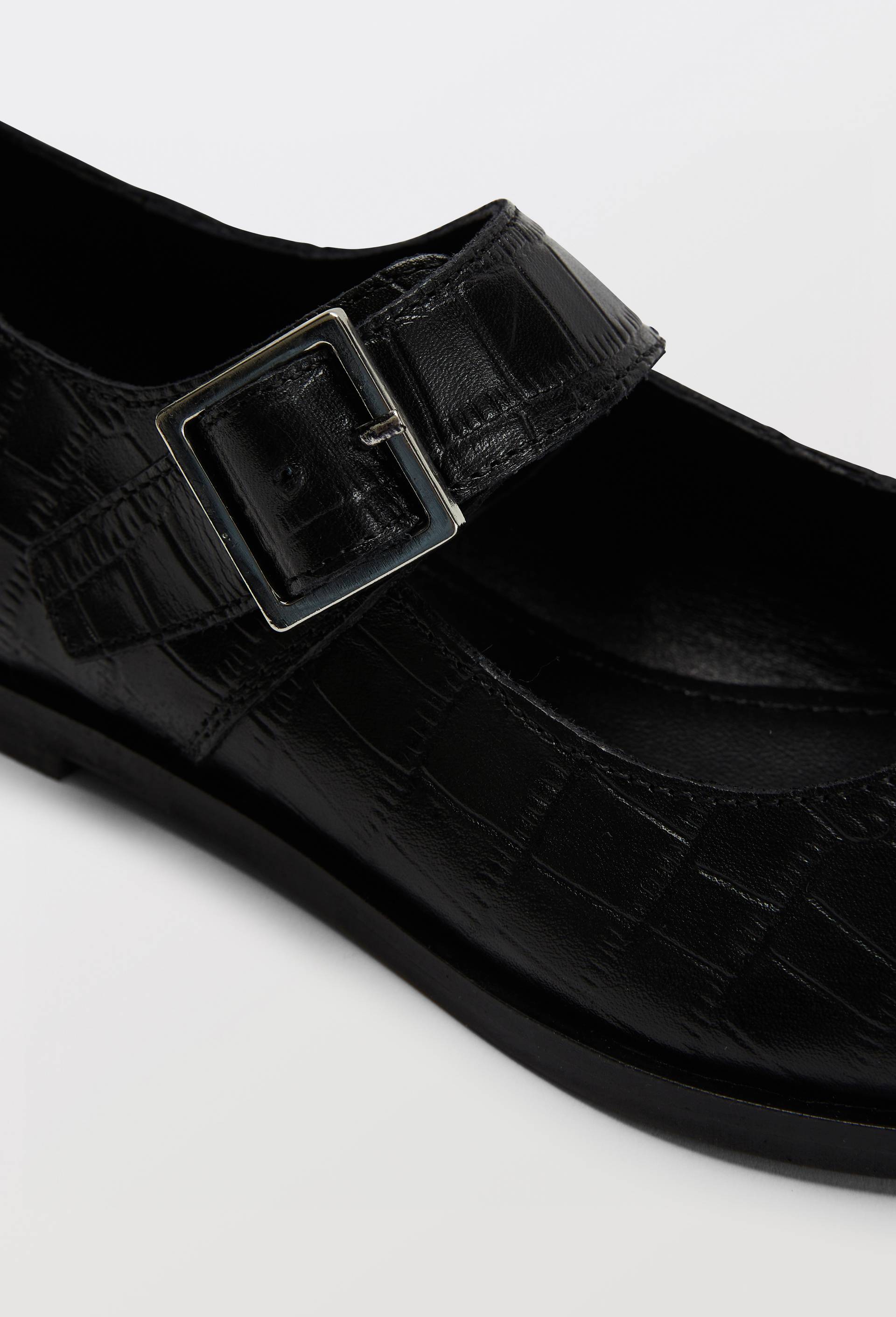 Babies en cuir imitation crocodile, Noir, large image number 2.0