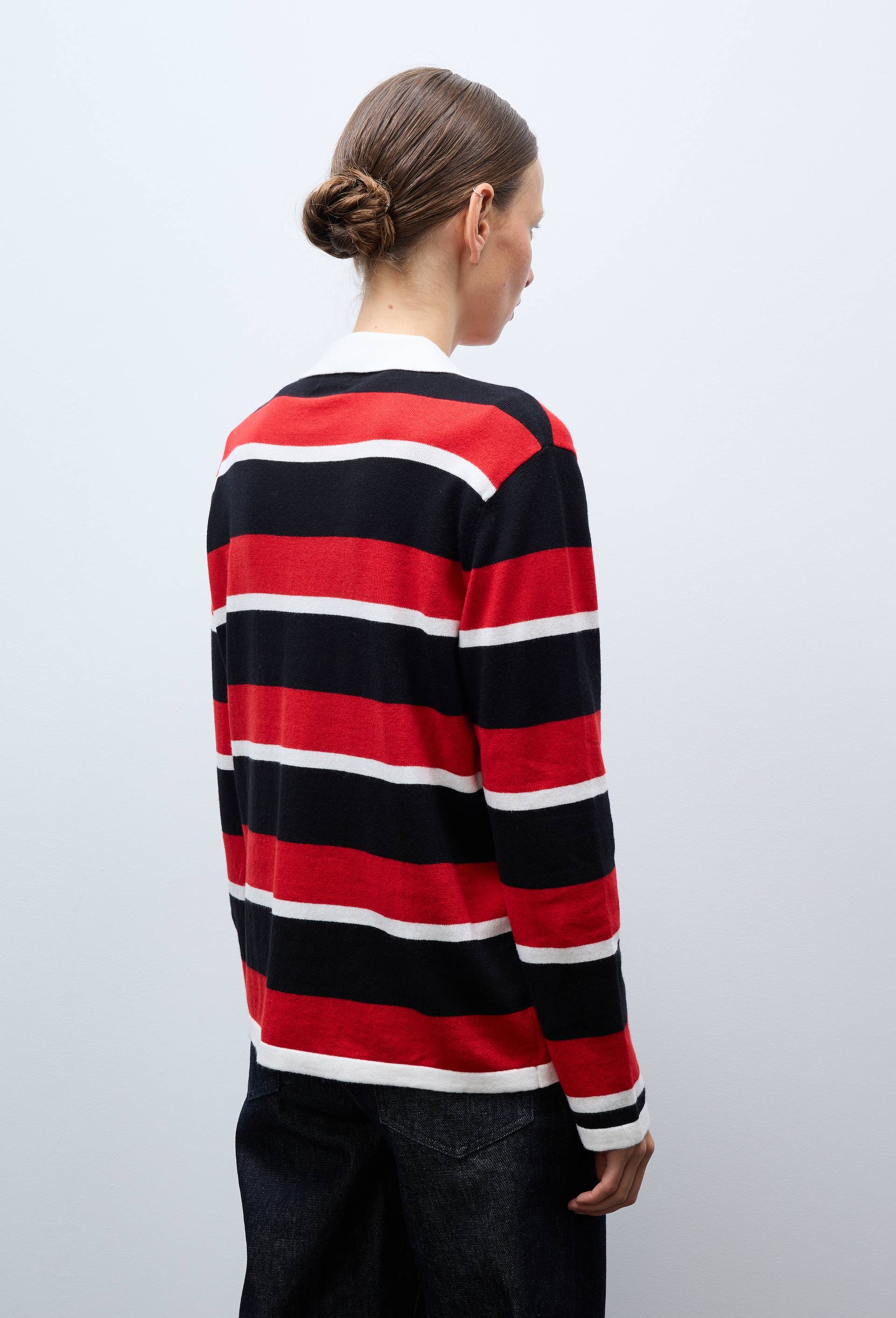 Pull polo ray&eacute; contenant de la laine, Ecru, large image number 2.0