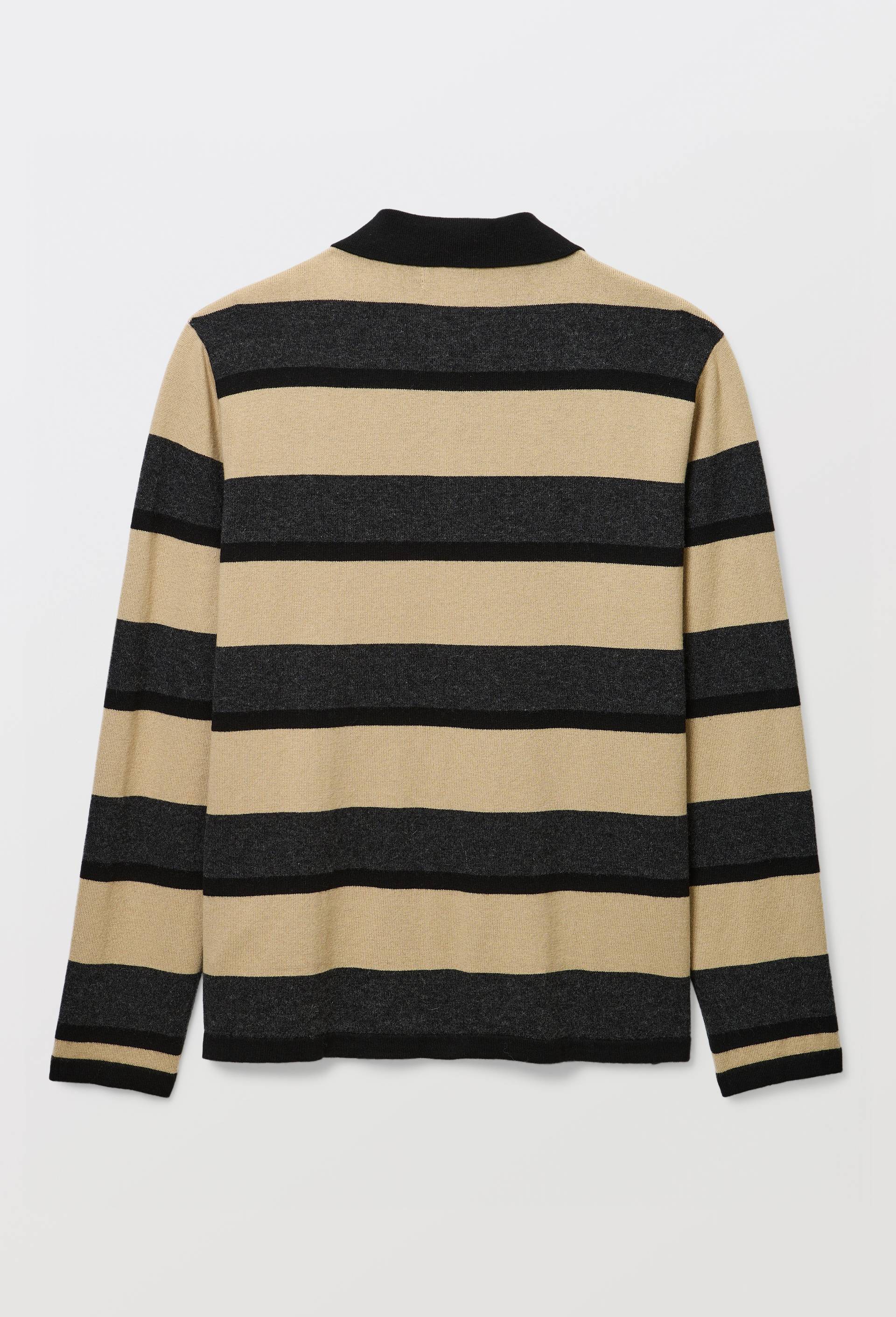 Pull polo ray&eacute; contenant de la laine, Beige, large image number 3