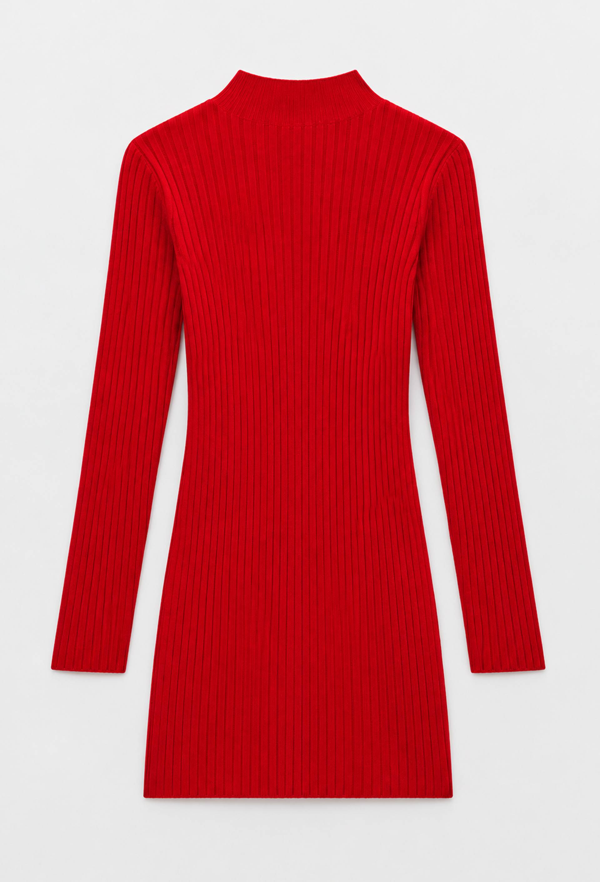 Robe &agrave; manches longue en maille c&ocirc;tel&eacute;, Rouge, large image number 2.0