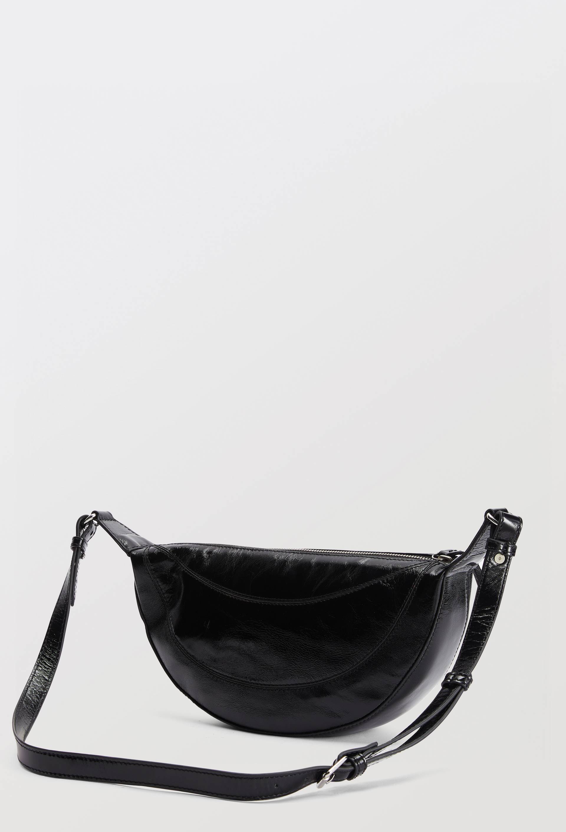 Banane en cuir vernis, Noir, large image number 1