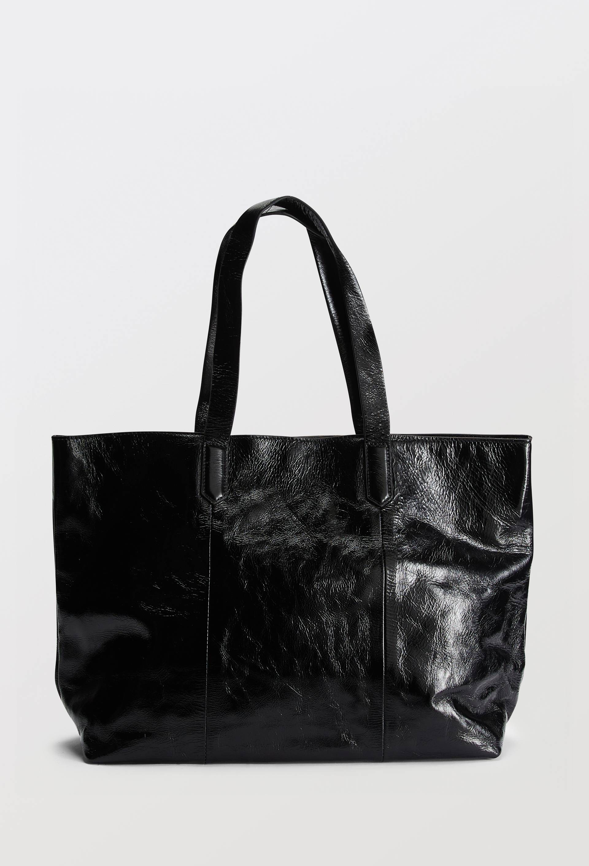 Cabas en cuir vernis, Noir, large image number 0