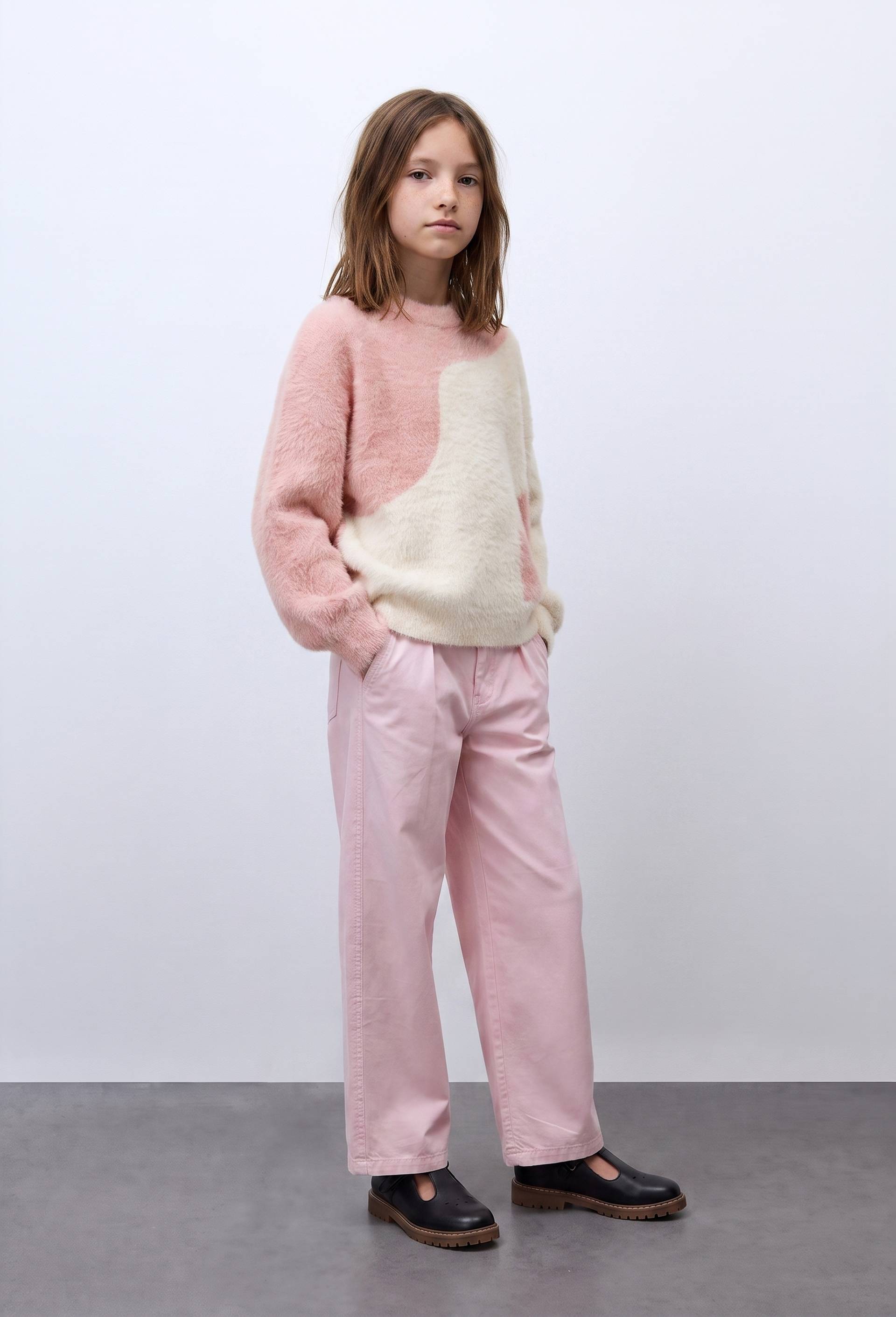 Pull en maille duveteuse colorblock, Rose, large image number 0