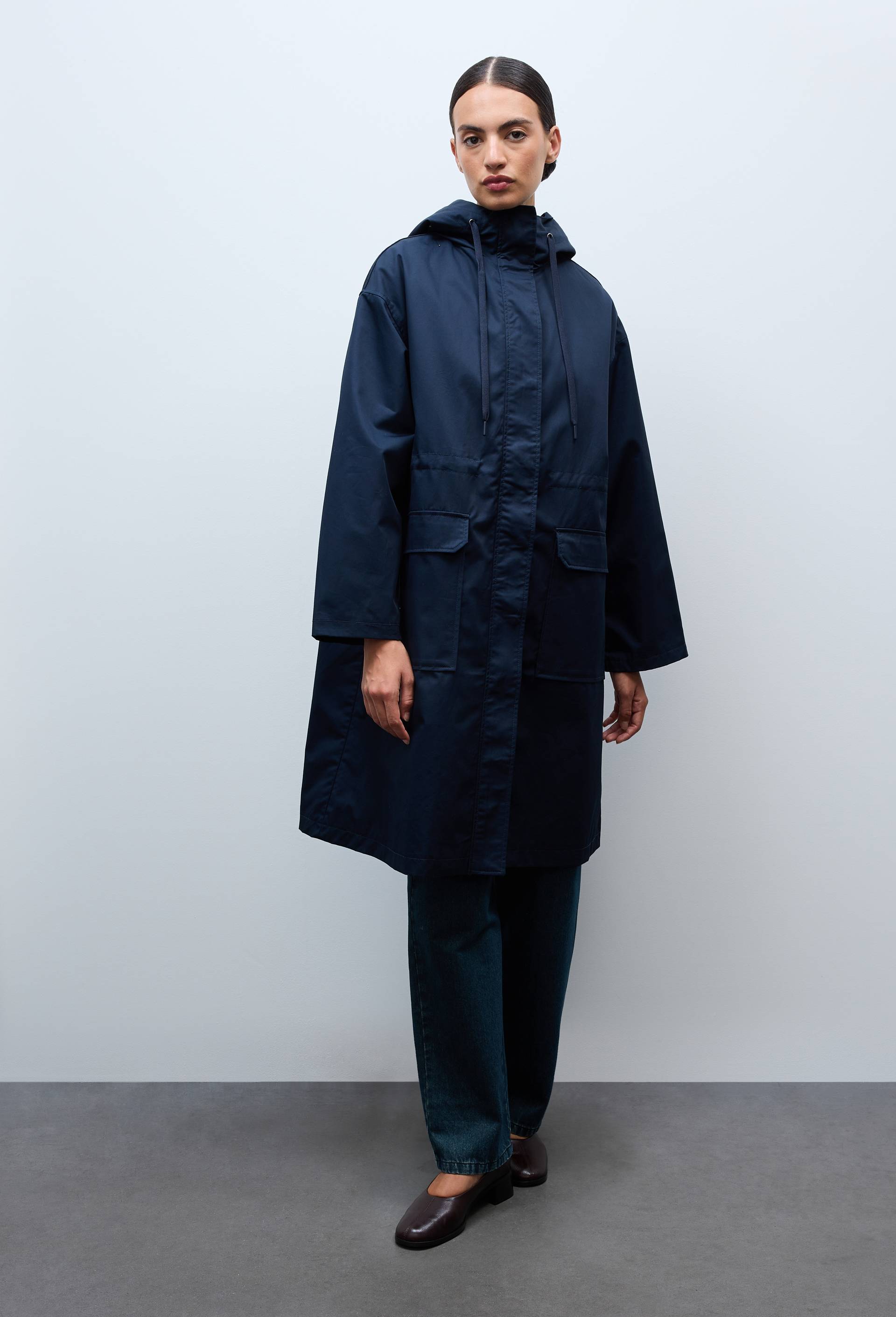 Parka fine &agrave; capuche, Bleu fonc&eacute;, large image number 0