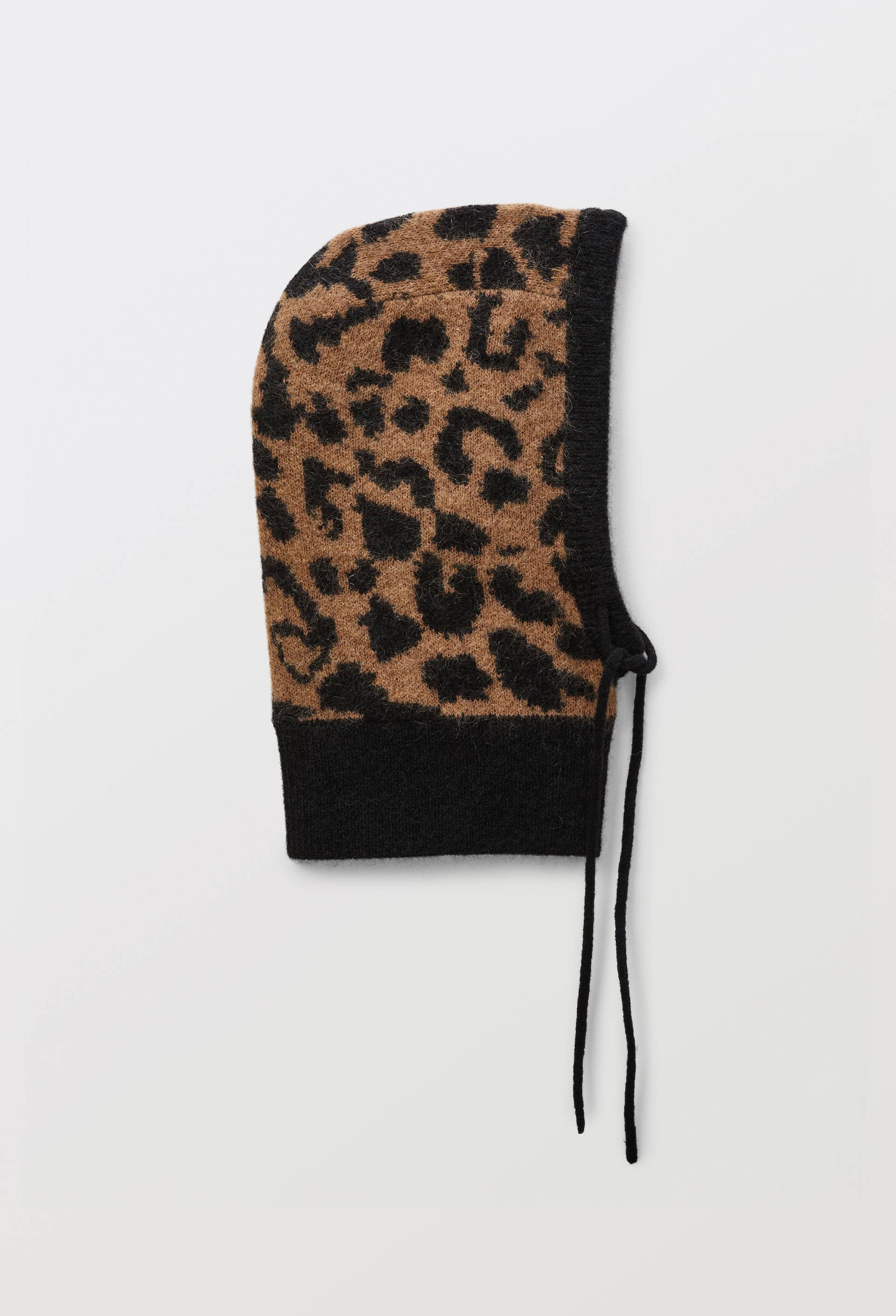 Cagoule imprim&eacute;e animalier contenant du mohair, Brun clair, large image number 0