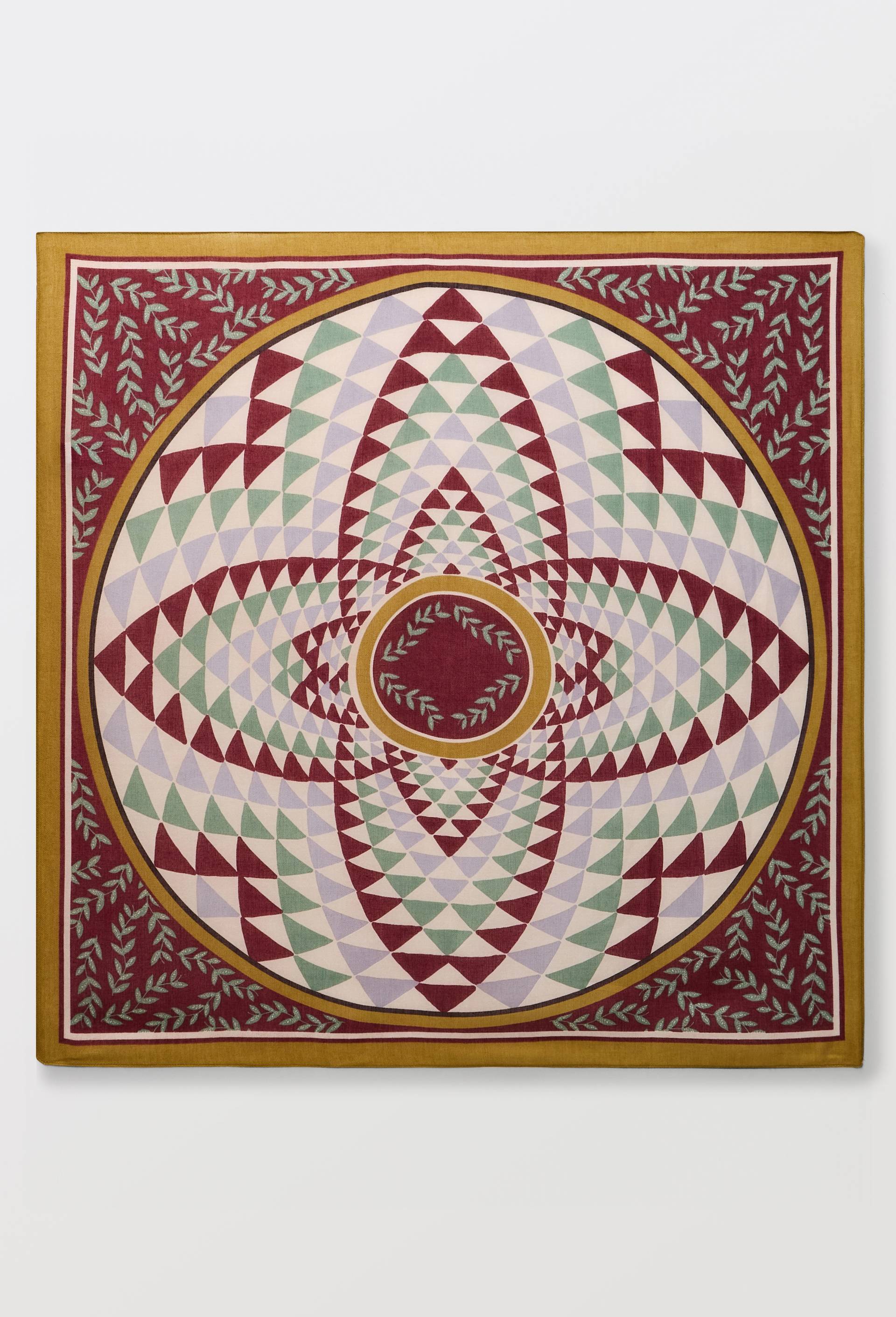 Foulard imprim&eacute;, mati&egrave;re recycl&eacute;e, Rouge fonc&eacute;, large image number 0