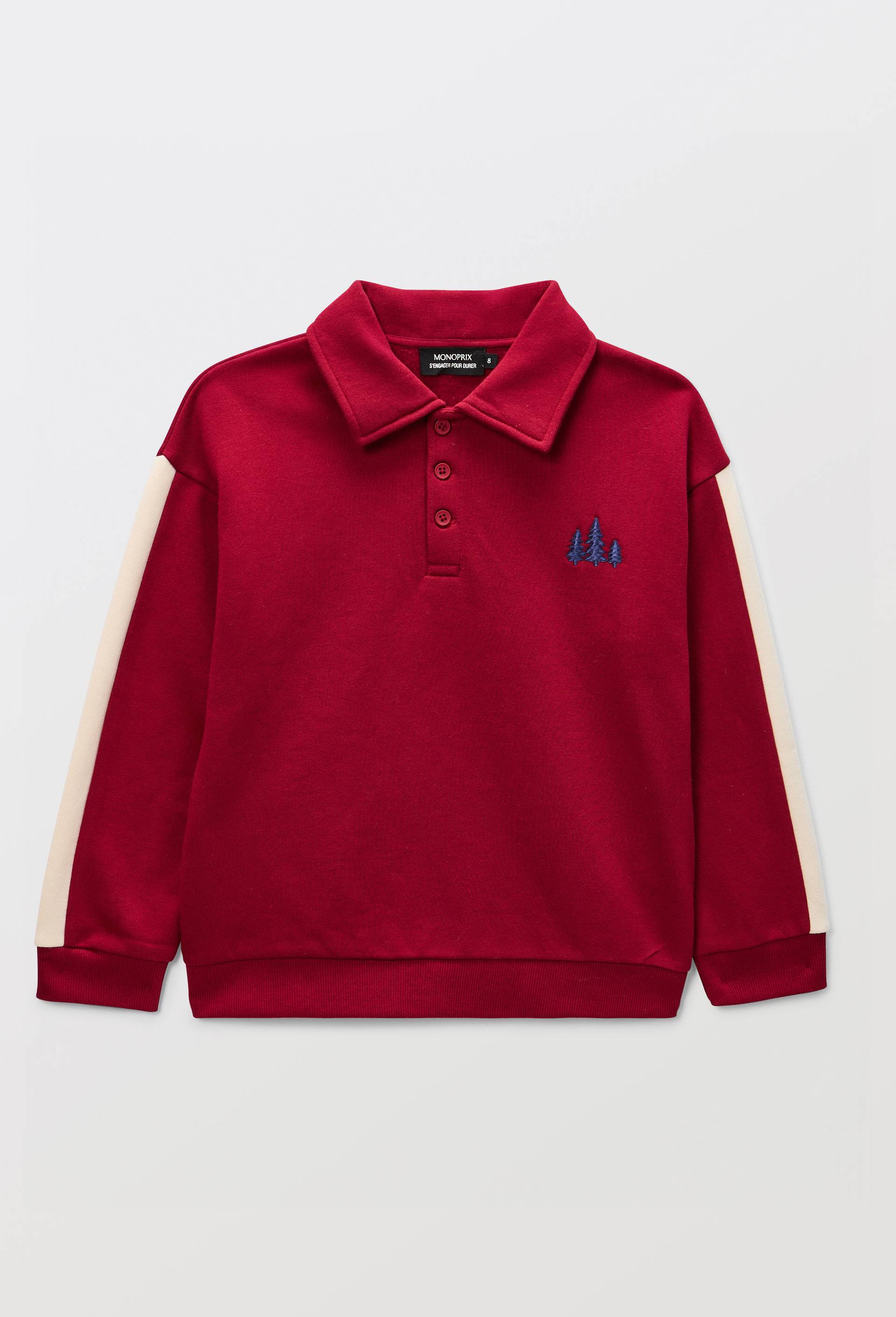 Polo manches longues, BIO, Rouge fonc&eacute;, large image number 1.0