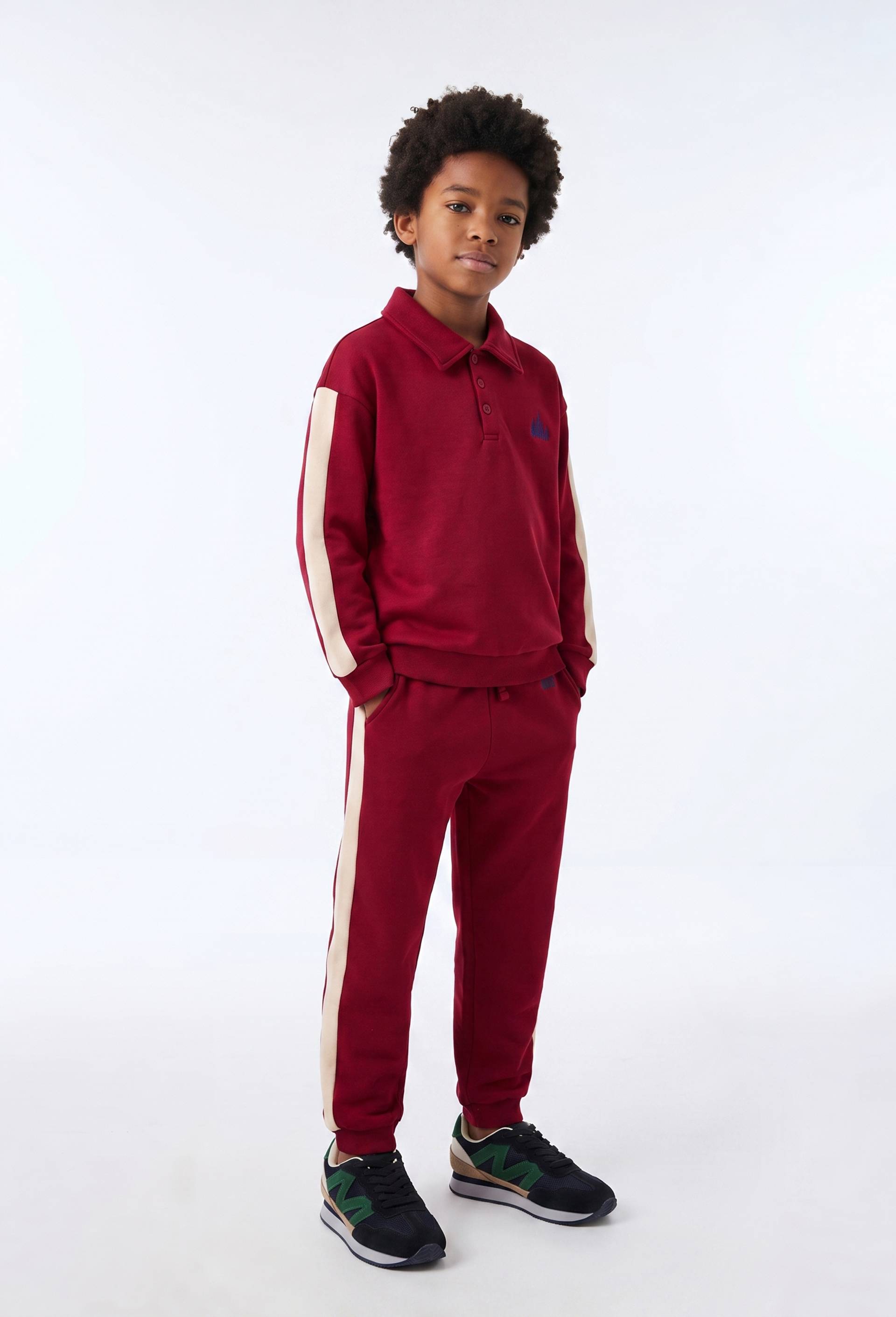 Jogging en coton piqu&eacute;, BIO, Rouge fonc&eacute;, swatch image