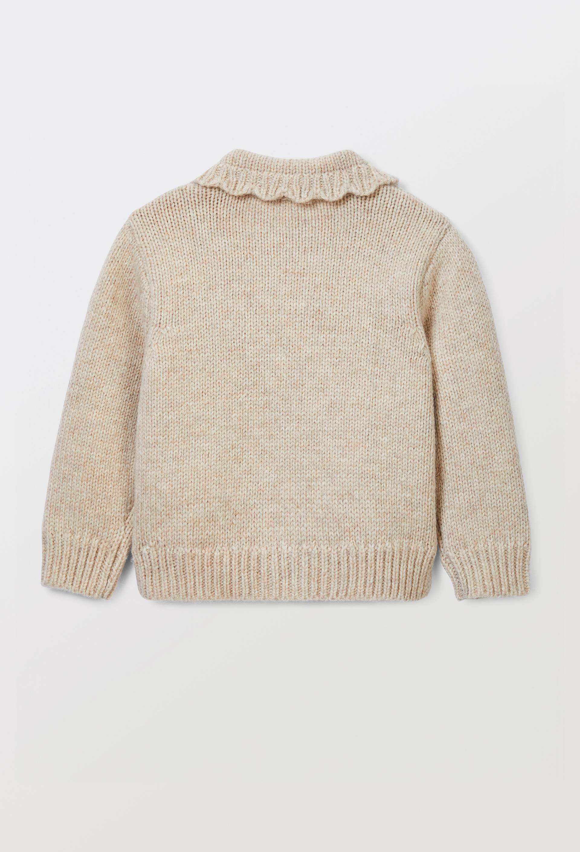 Cardigan tricot brod&eacute; contenant de la laine, Beige, large image number 1