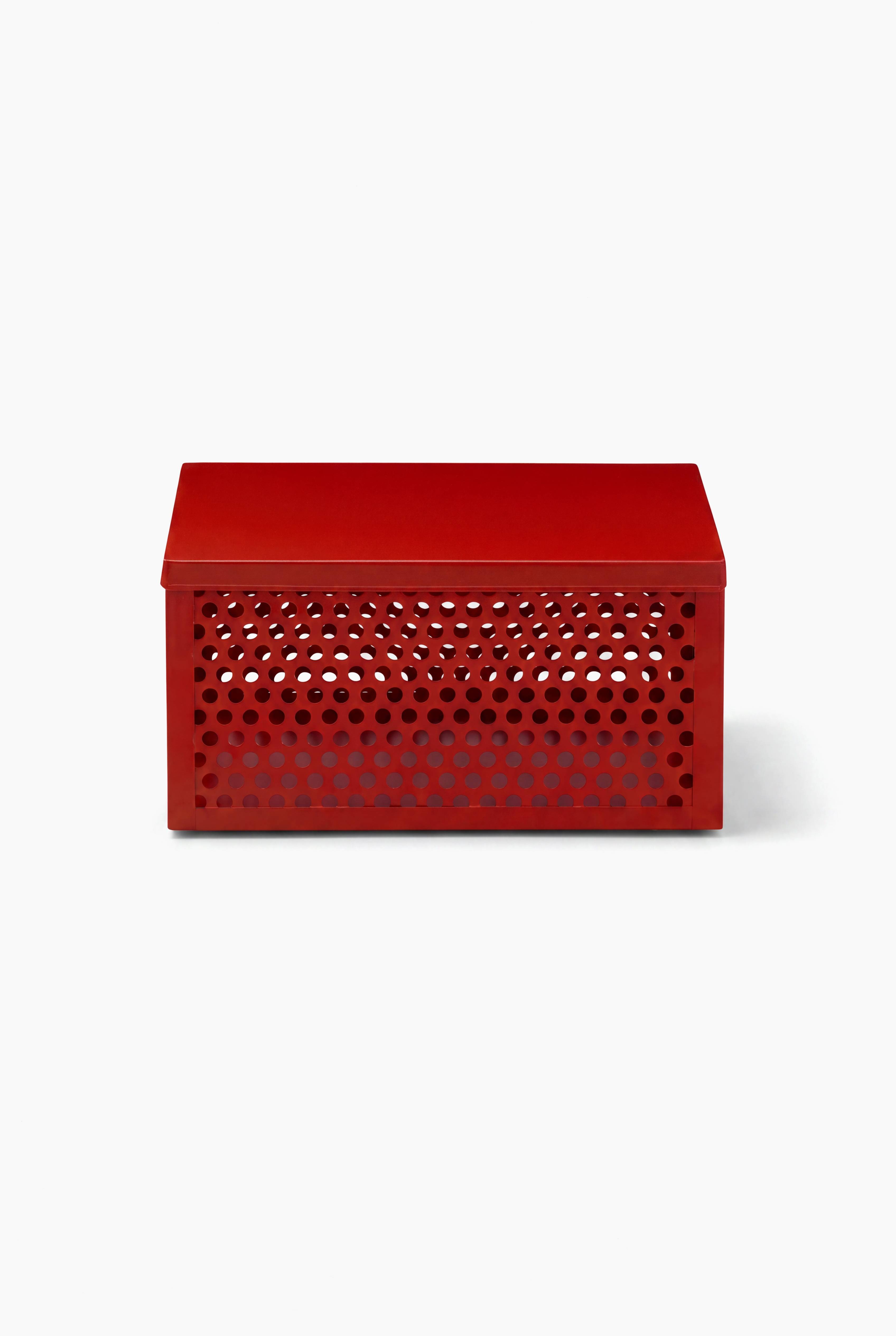 Petite bo&icirc;te de rangement en m&eacute;tal - HALL HAUS x MONOPRIX, Rouge, large image number 0.0