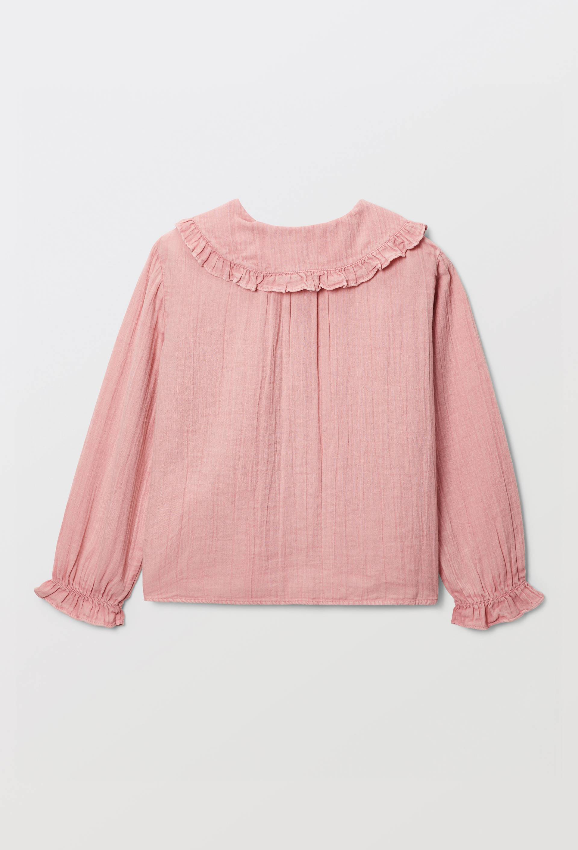 Blouse col claudine en gaze de coton, Rose, large image number 2