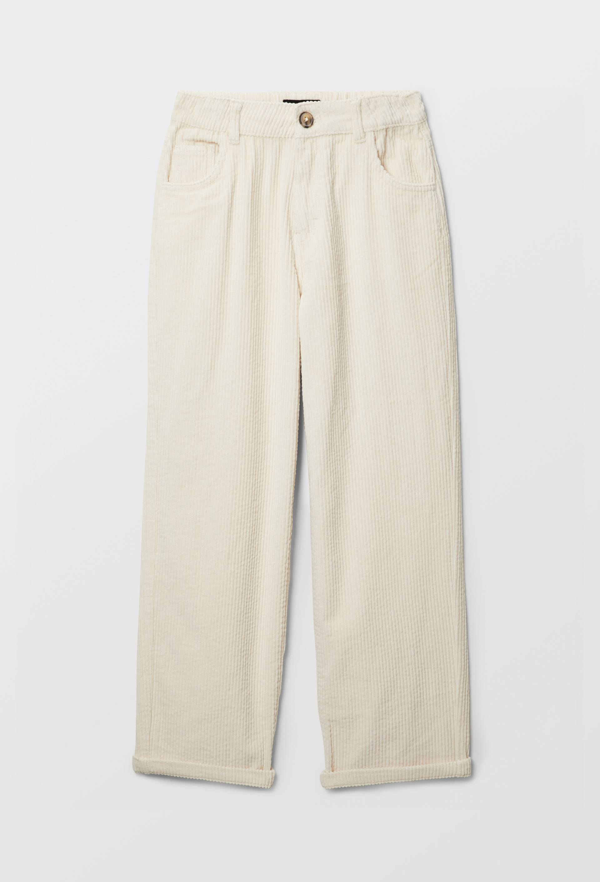 Pantalon uni en velours c&ocirc;tel&eacute;, Beige clair, large image number 1.0