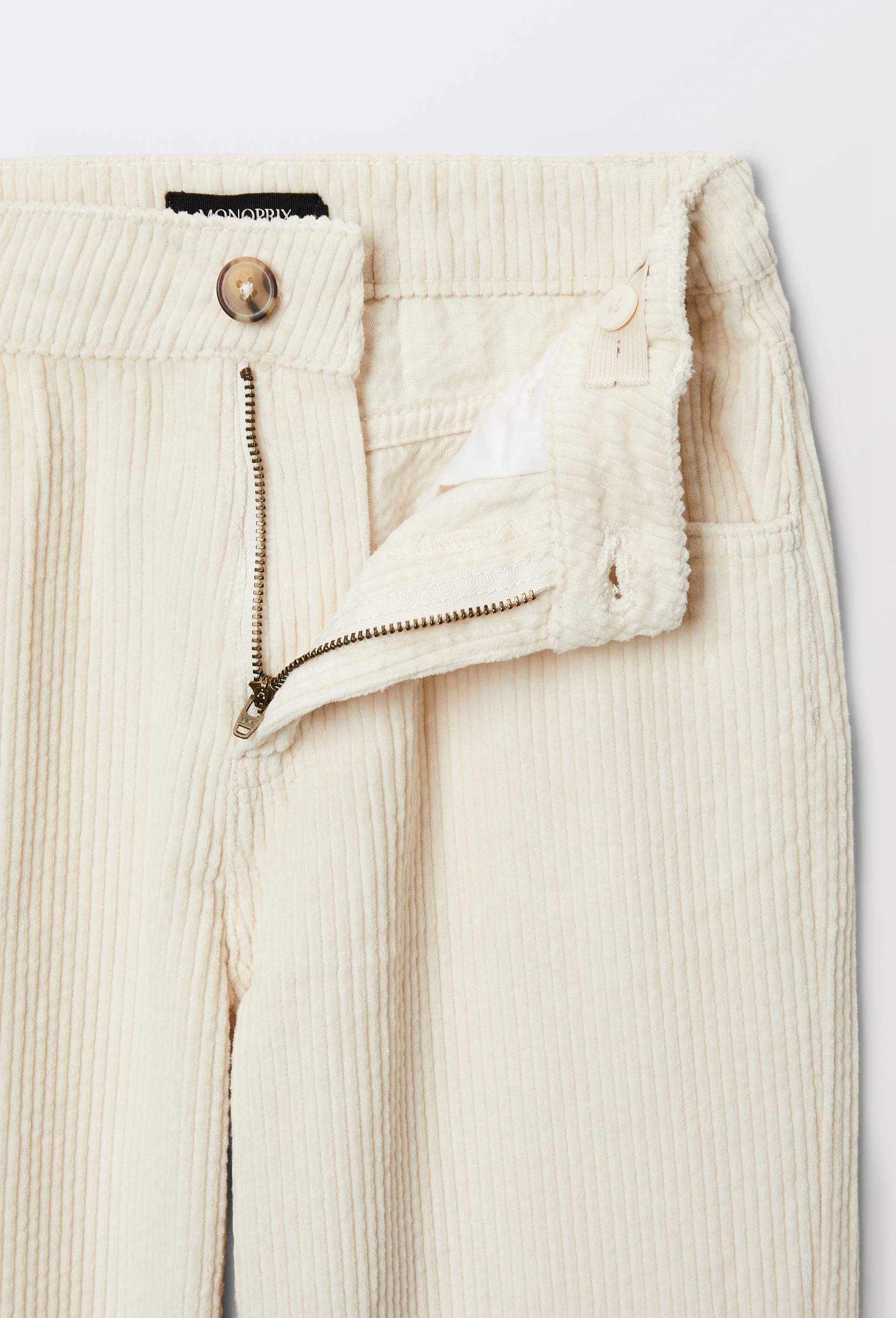 Pantalon uni en velours c&ocirc;tel&eacute;, Beige clair, large image number 3