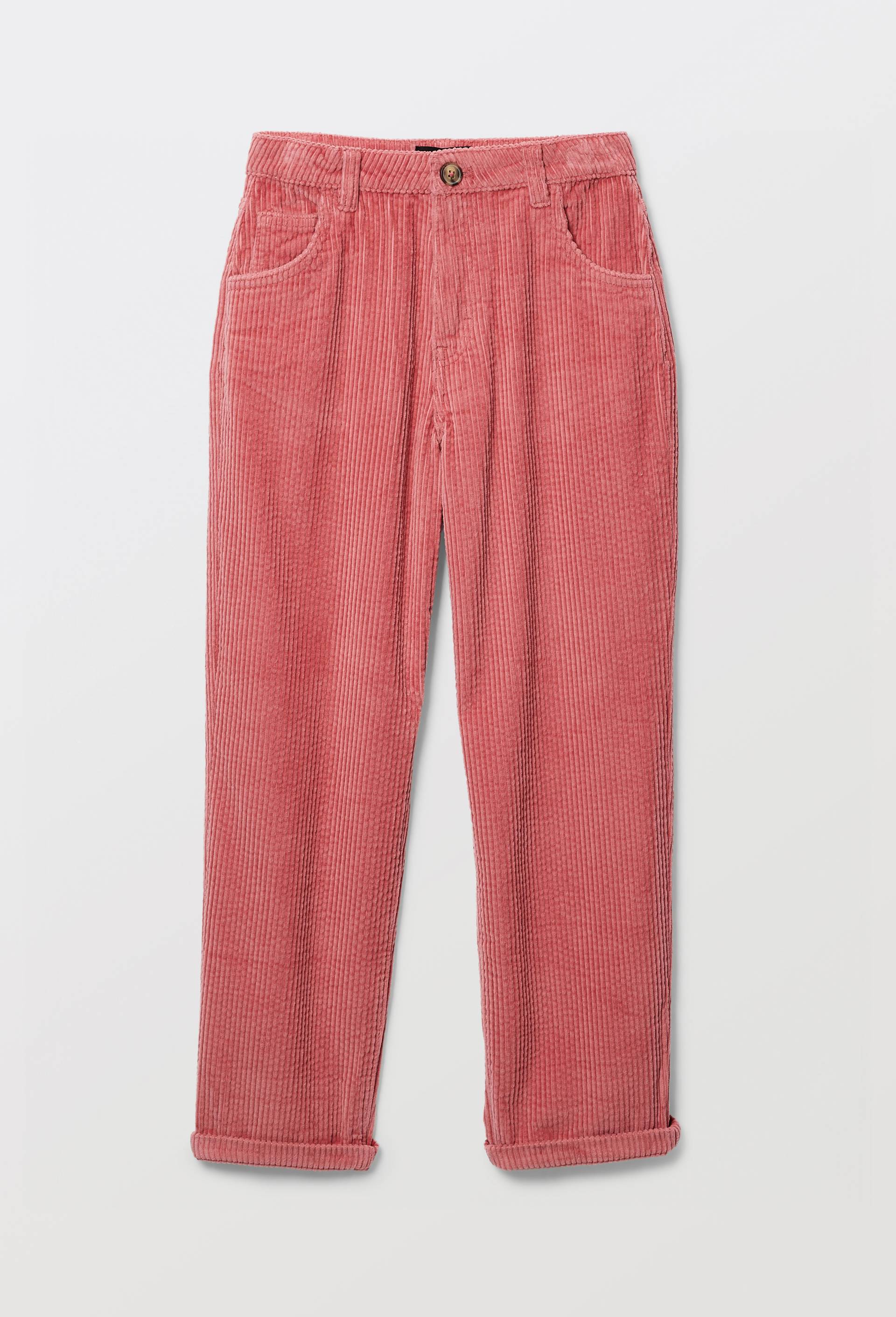 Pantalon uni en velours c&ocirc;tel&eacute;, Rose, large image number 1