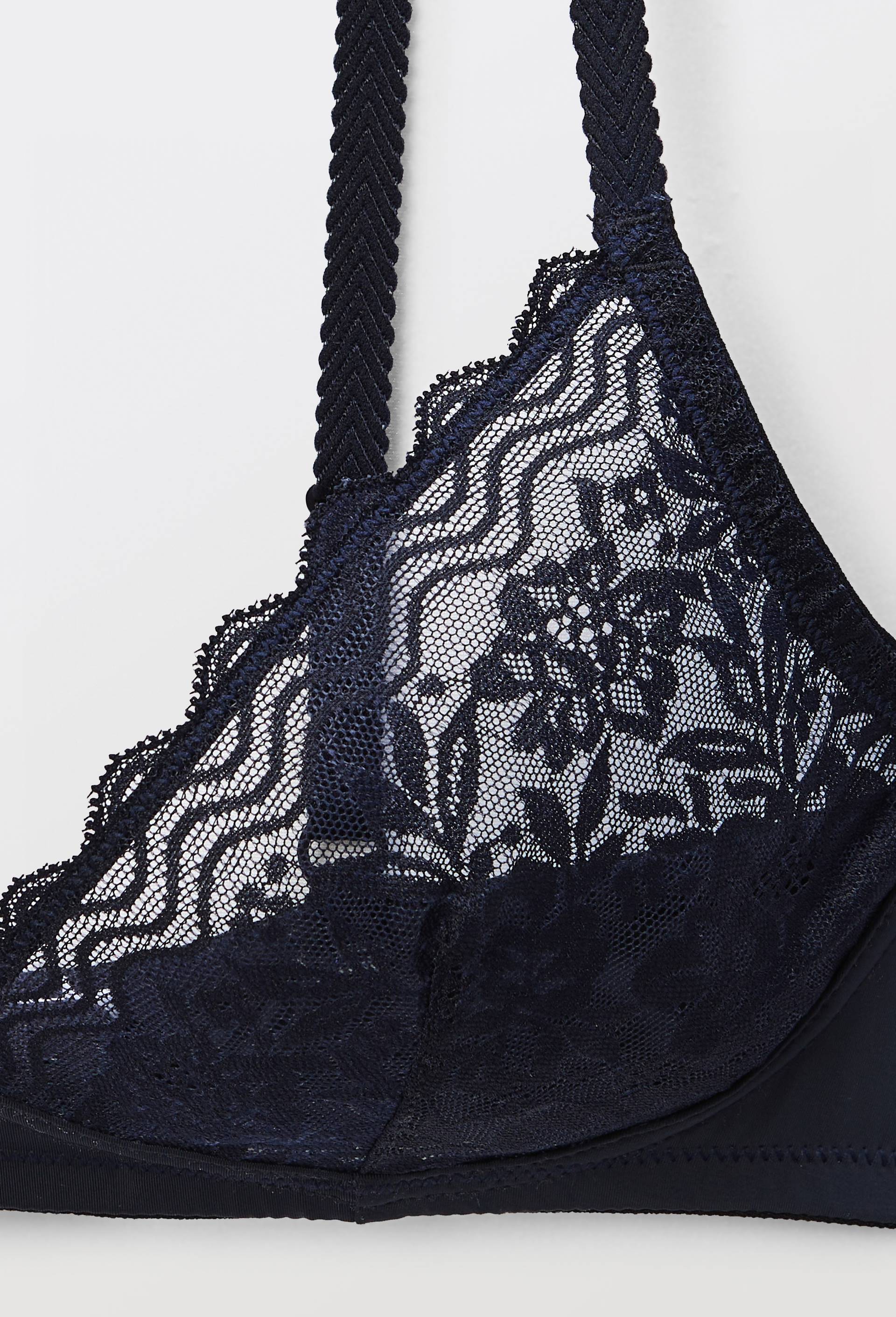 Soutien-gorge triangle LUCILE en dentelle, Bleu fonc&eacute;, large image number 5.0