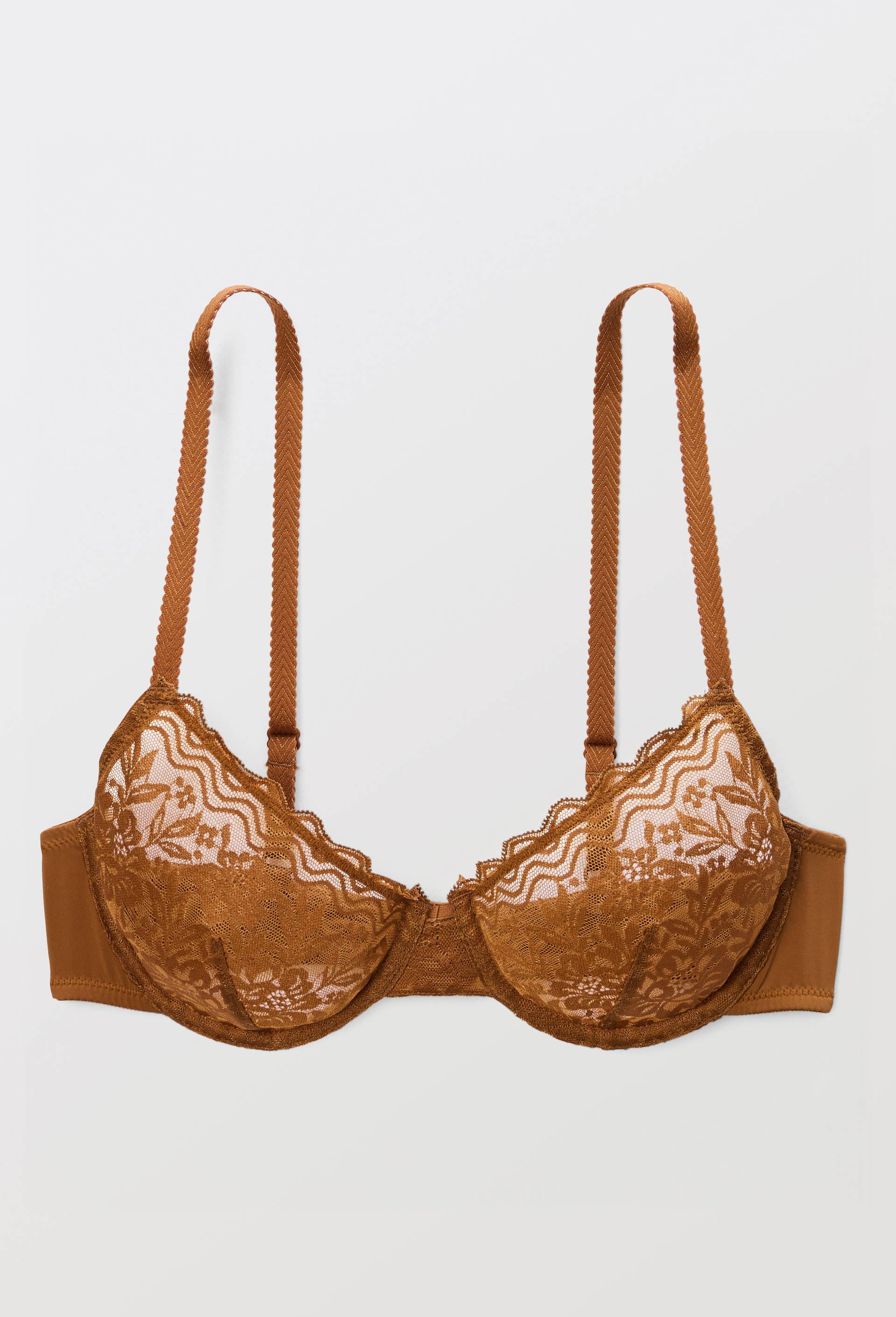 Soutien-gorge corbeille balconnet LUCILE en dentelle, Brun, large image number 3