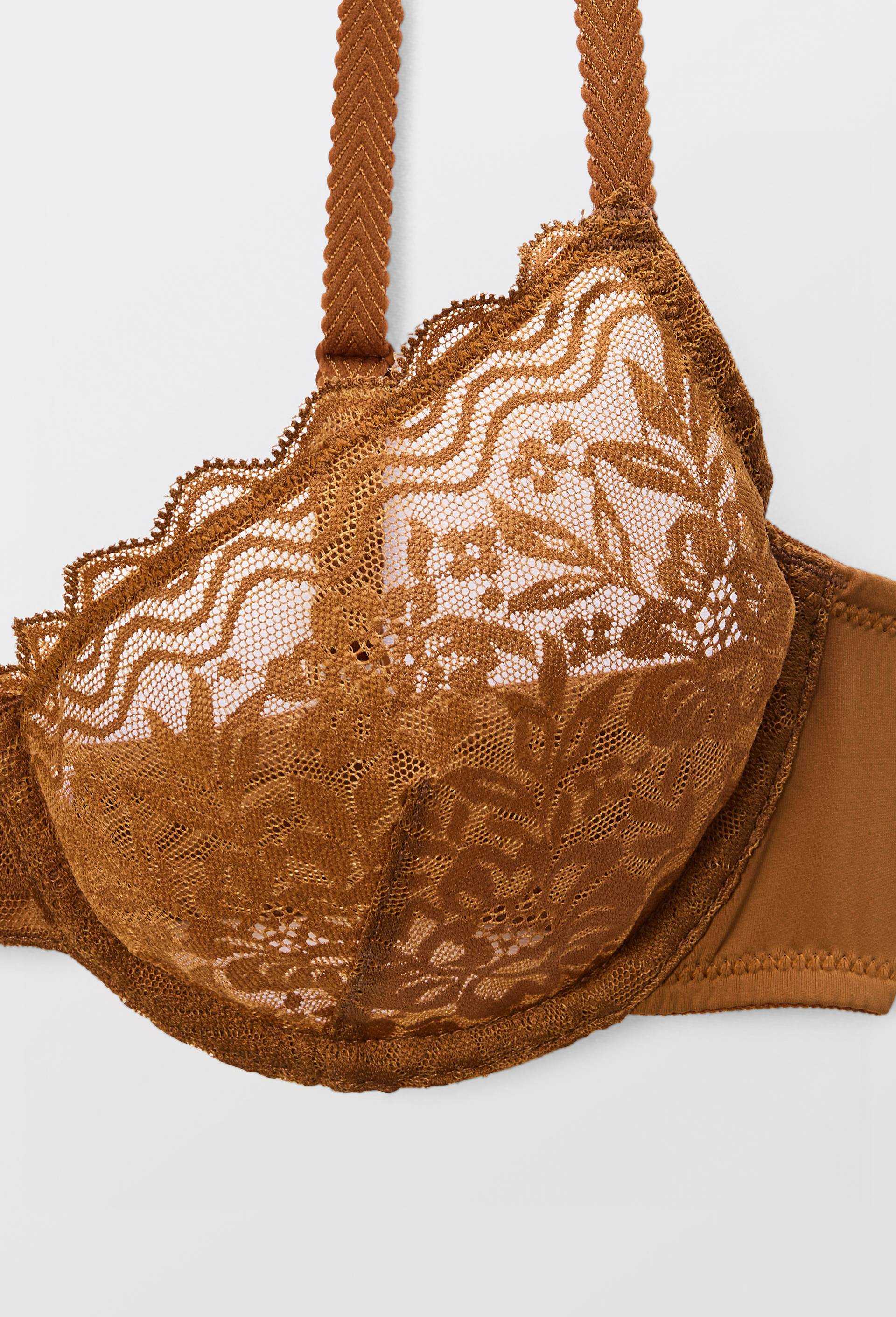 Soutien-gorge corbeille balconnet LUCILE en dentelle, Brun, large image number 5.0