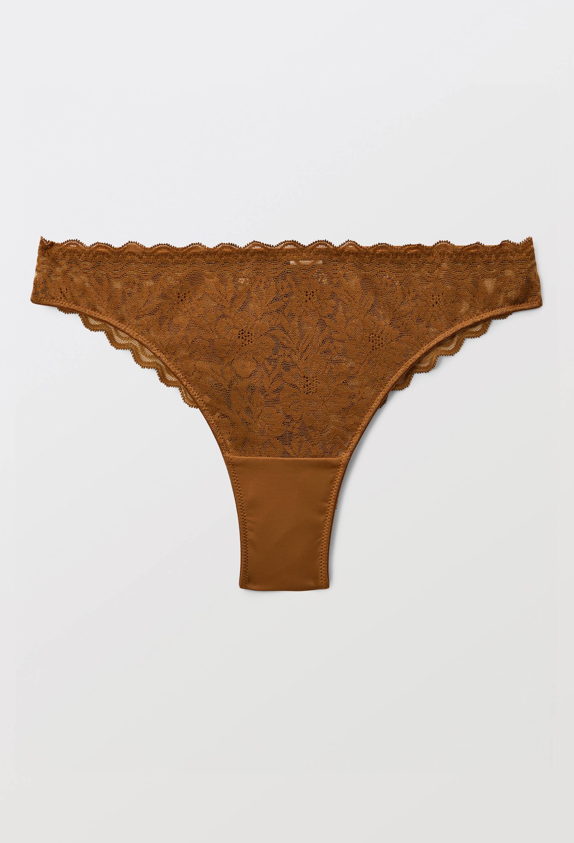 Tanga LUCILE en dentelle, Brun, large image number 2