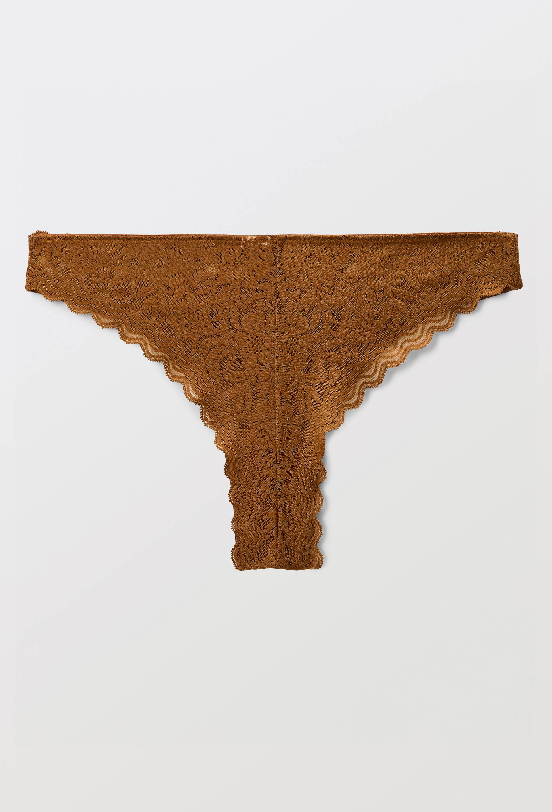 Tanga LUCILE en dentelle, Brun, large image number 3